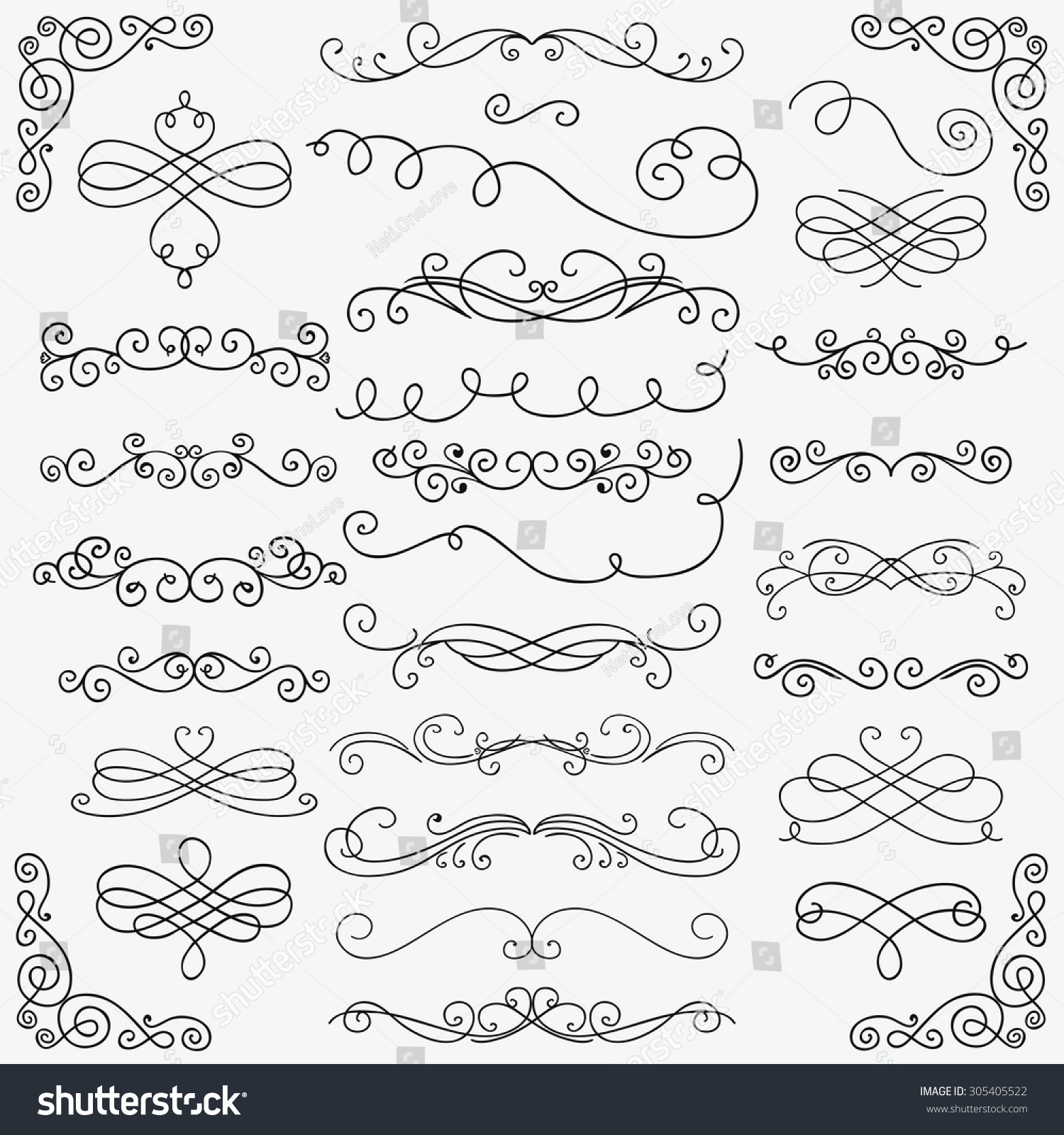 Set Black Hand Drawn Rustic Doodle Stock Vector 305405522 - Shutterstock