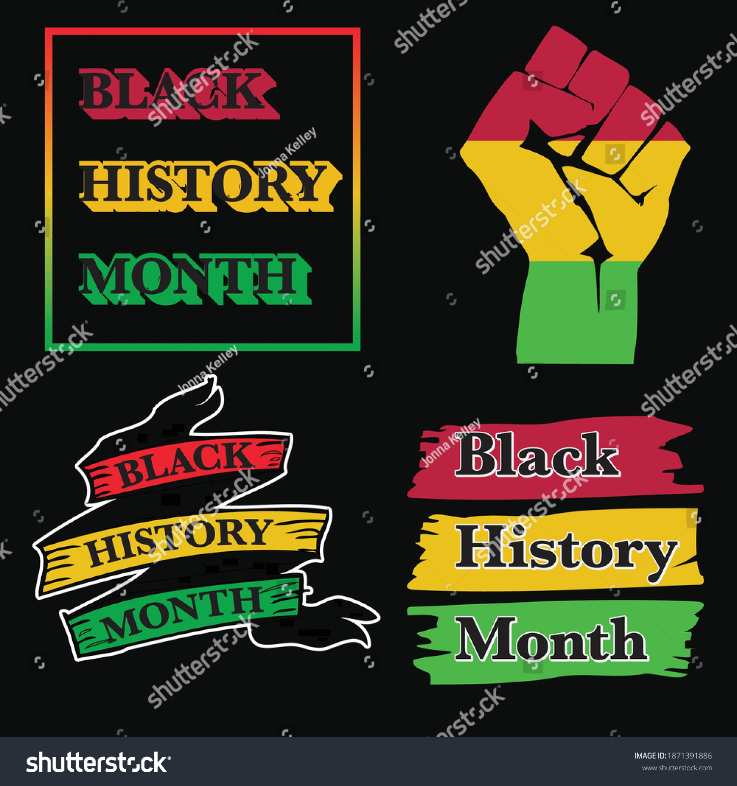 Set Black History Month Icons Vector Stock Vector (Royalty Free) 1871391886