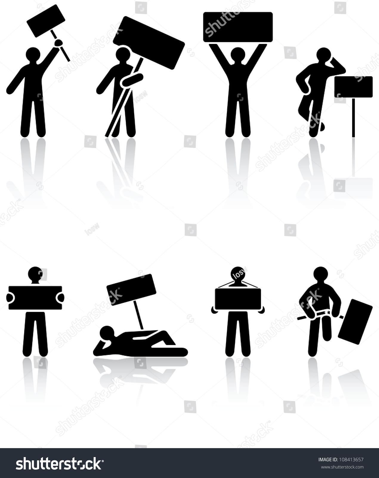 Set Black Human Icons On White 스톡 벡터(사용료 없음) 108413657 - Shutterstock