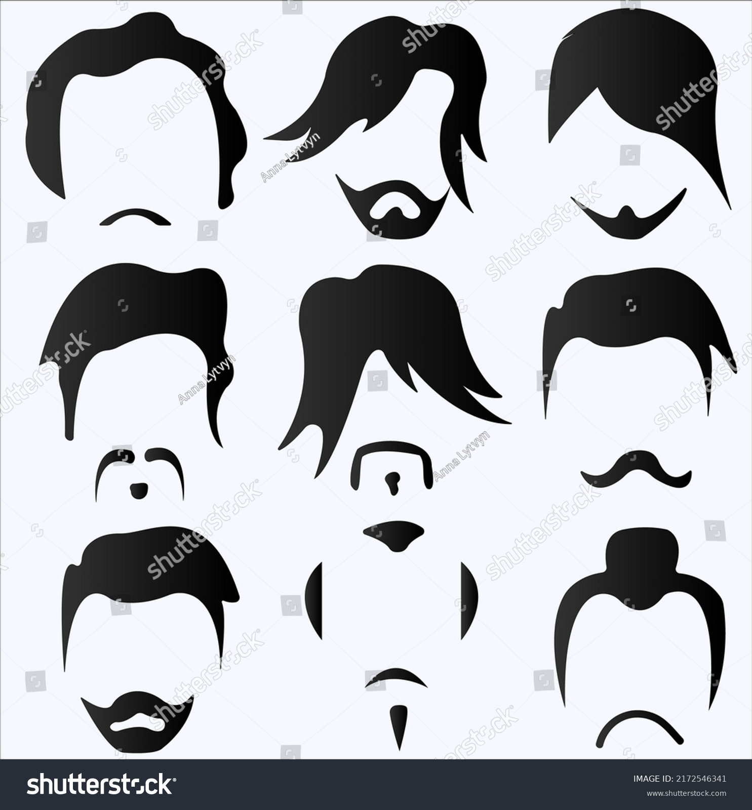 Set Black Male Hairstyles Different Haircuts Stock Vector Royalty Free 2172546341 Shutterstock 7932