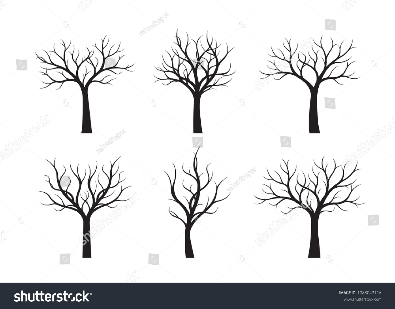 Set Black Naked Trees Vector Graphic Vector C S N Mi N Ph B N Quy N