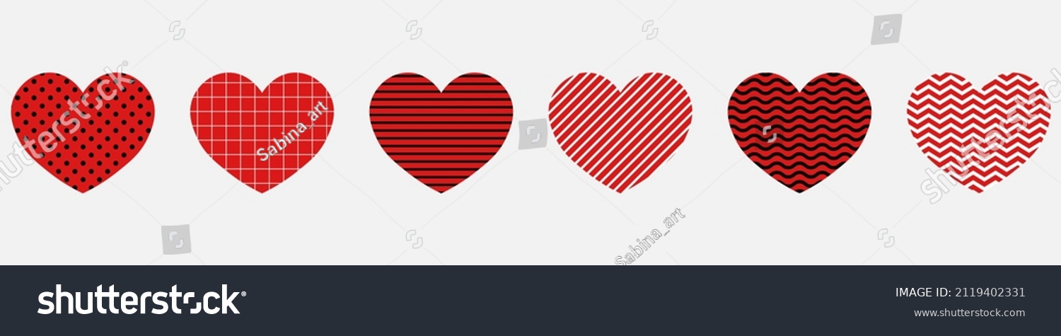 Set Black Red White Heart Cliparts Stock Vector (Royalty Free ...