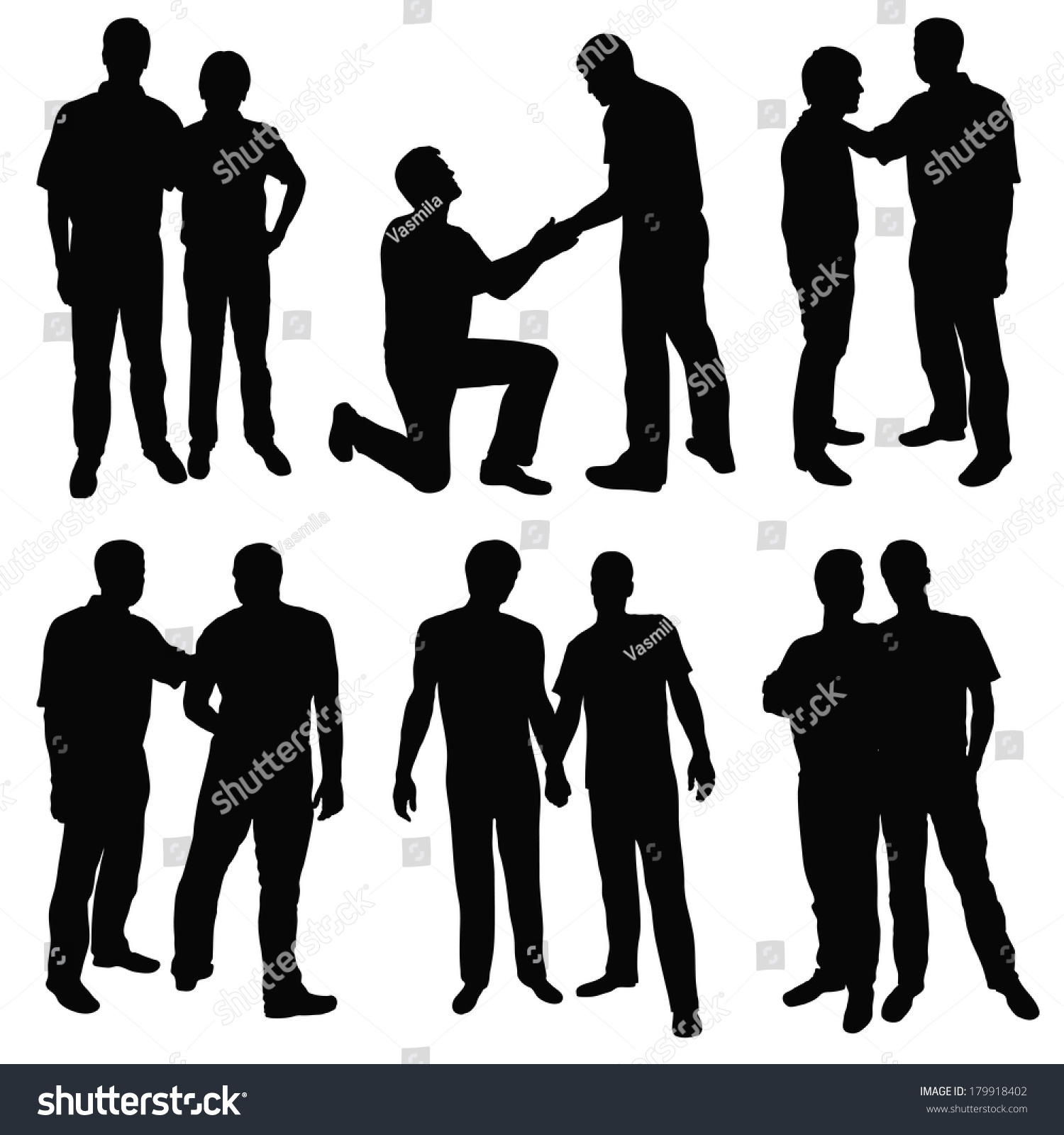 Set Black Silhouettes Happy Gay Couples Stock Vector Royalty Free 179918402 7554
