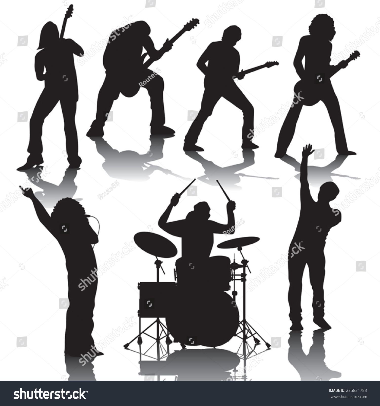 Set Black Silhouettes Musicians Vector Illustration Stock Vector Royalty Free 235831783 7528