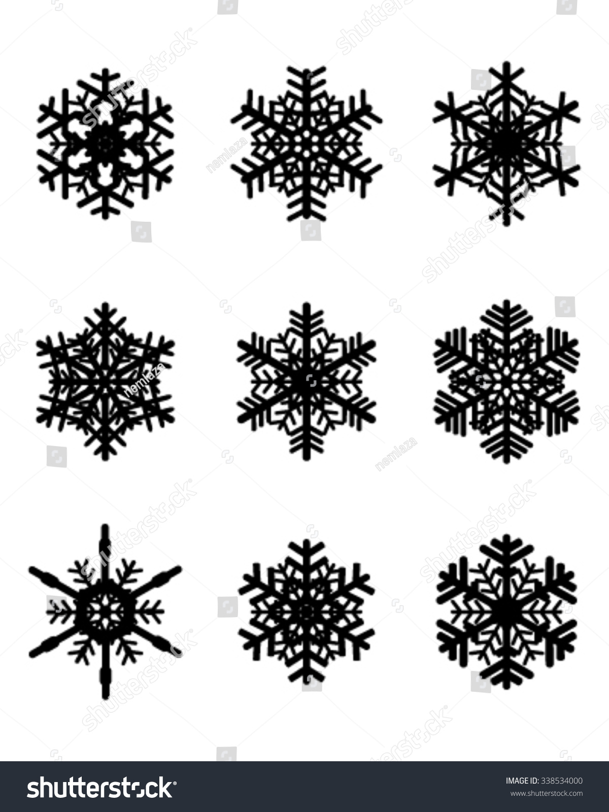 Set Black Snowflake Vector Stock Vector 338534000 - Shutterstock