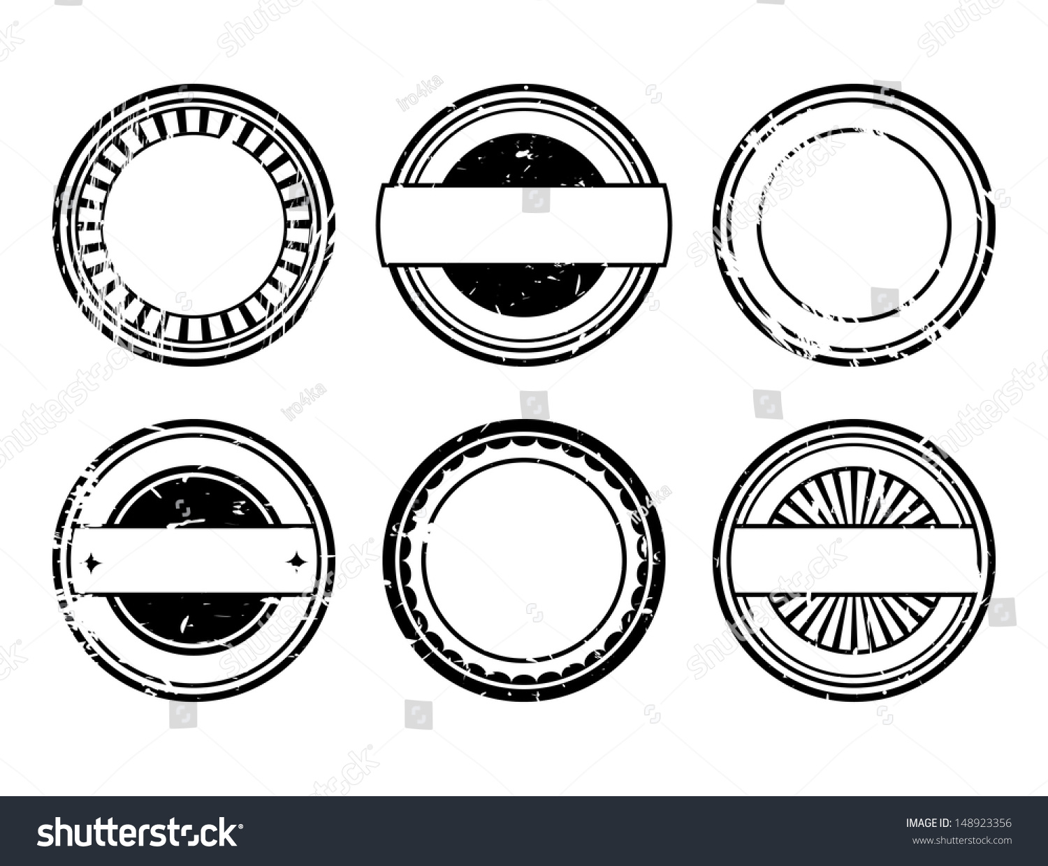 Set Of Blank Black Rubber Stamps Stock Vector Illustration 148923356 ...