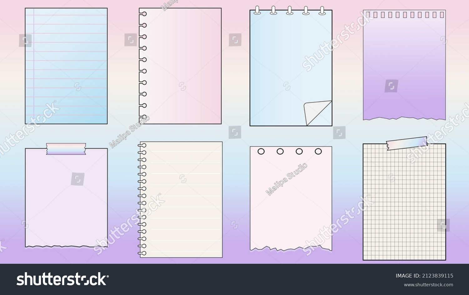 Set Blank Colorful Paper Templates Printable Stock Vector (Royalty Free ...