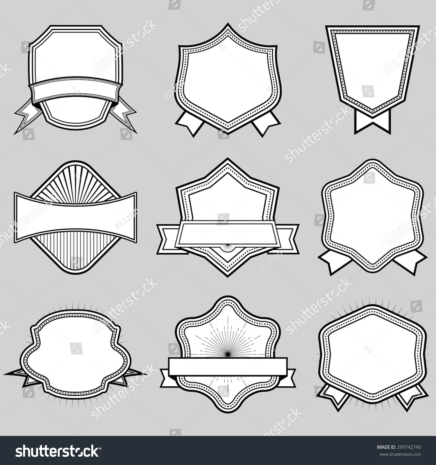 Set Blank Frame Badges Ribbons Labels Stock Vector (Royalty Free ...