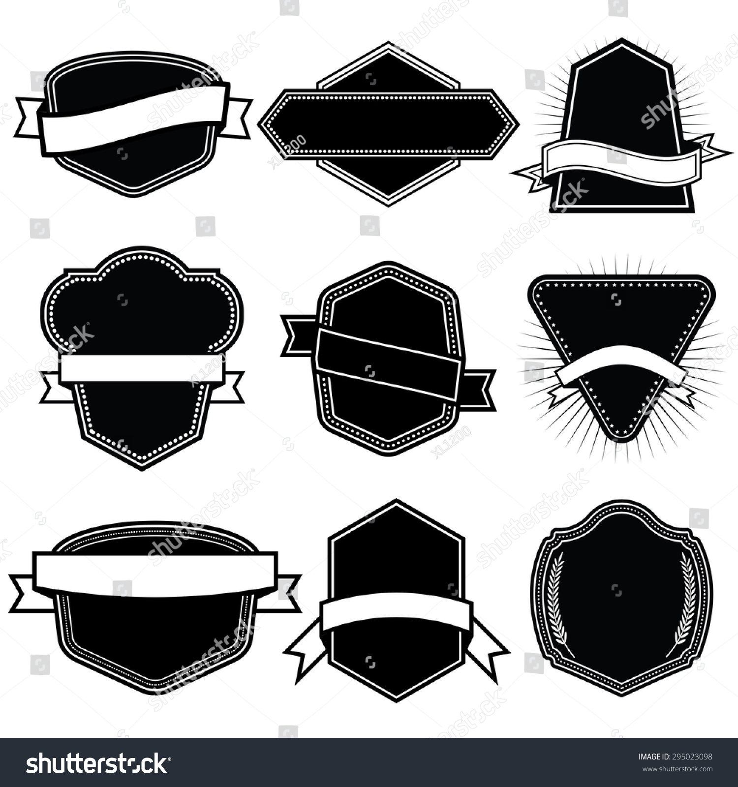 Set Blank Frame Badges Ribbonsbanner Labels Stock Vector (Royalty Free ...