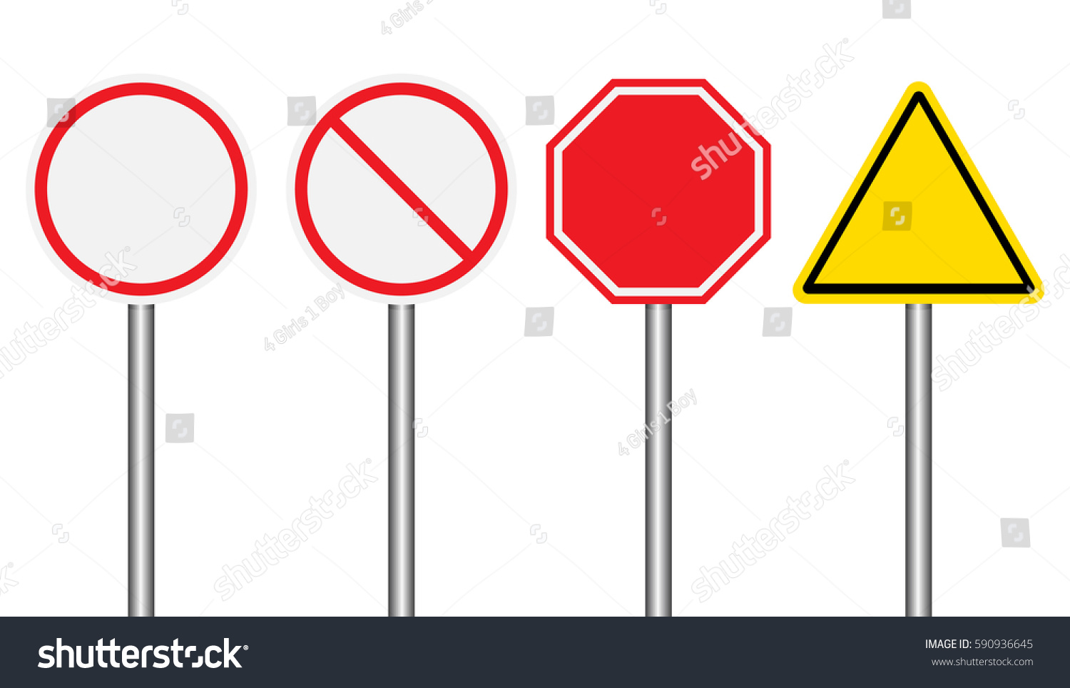 Set Blank Road Signs On White Stock Vector Royalty Free 590936645 Shutterstock