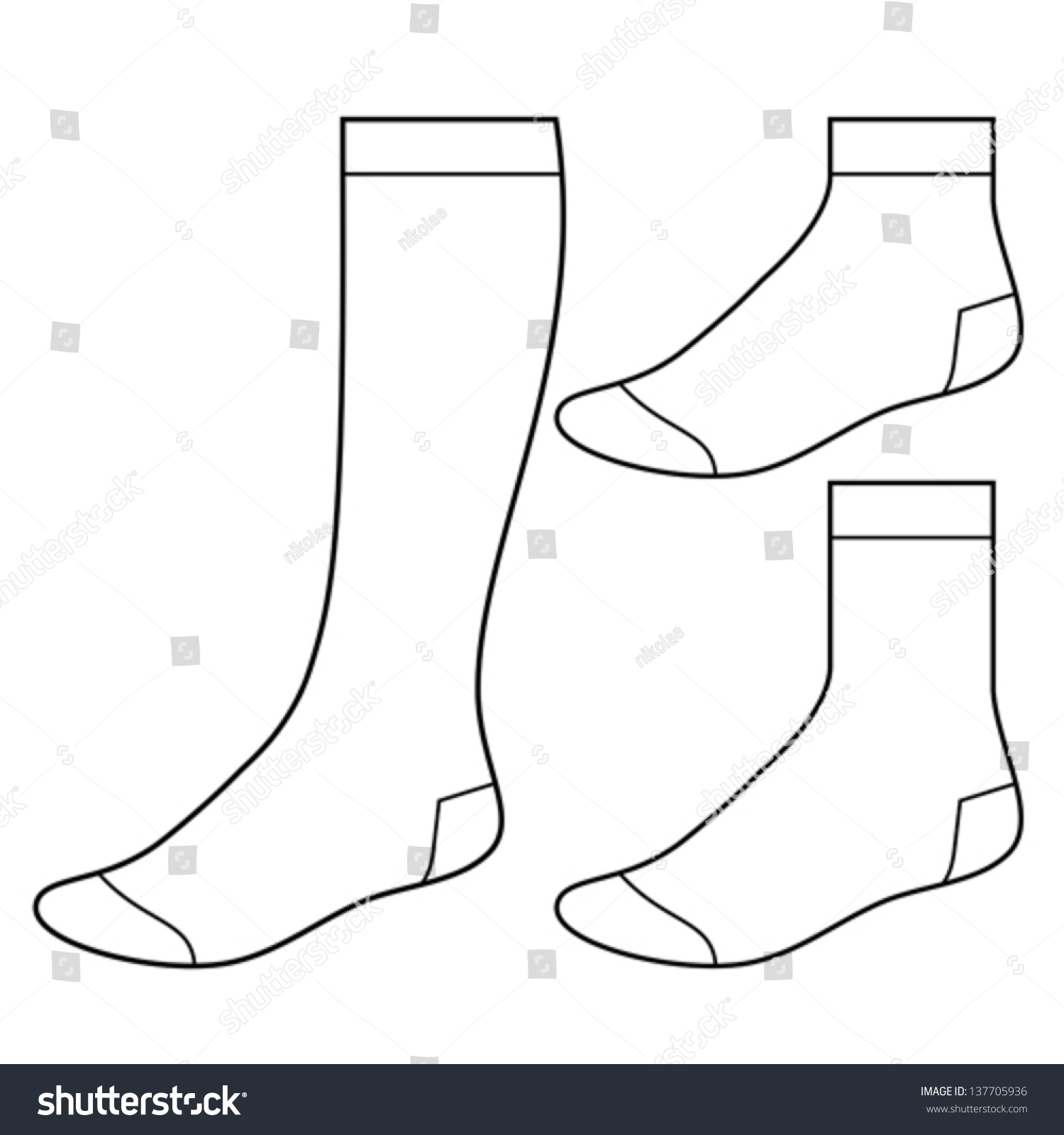 Set Of Blank Socks Stock Vector Illustration 137705936 : Shutterstock