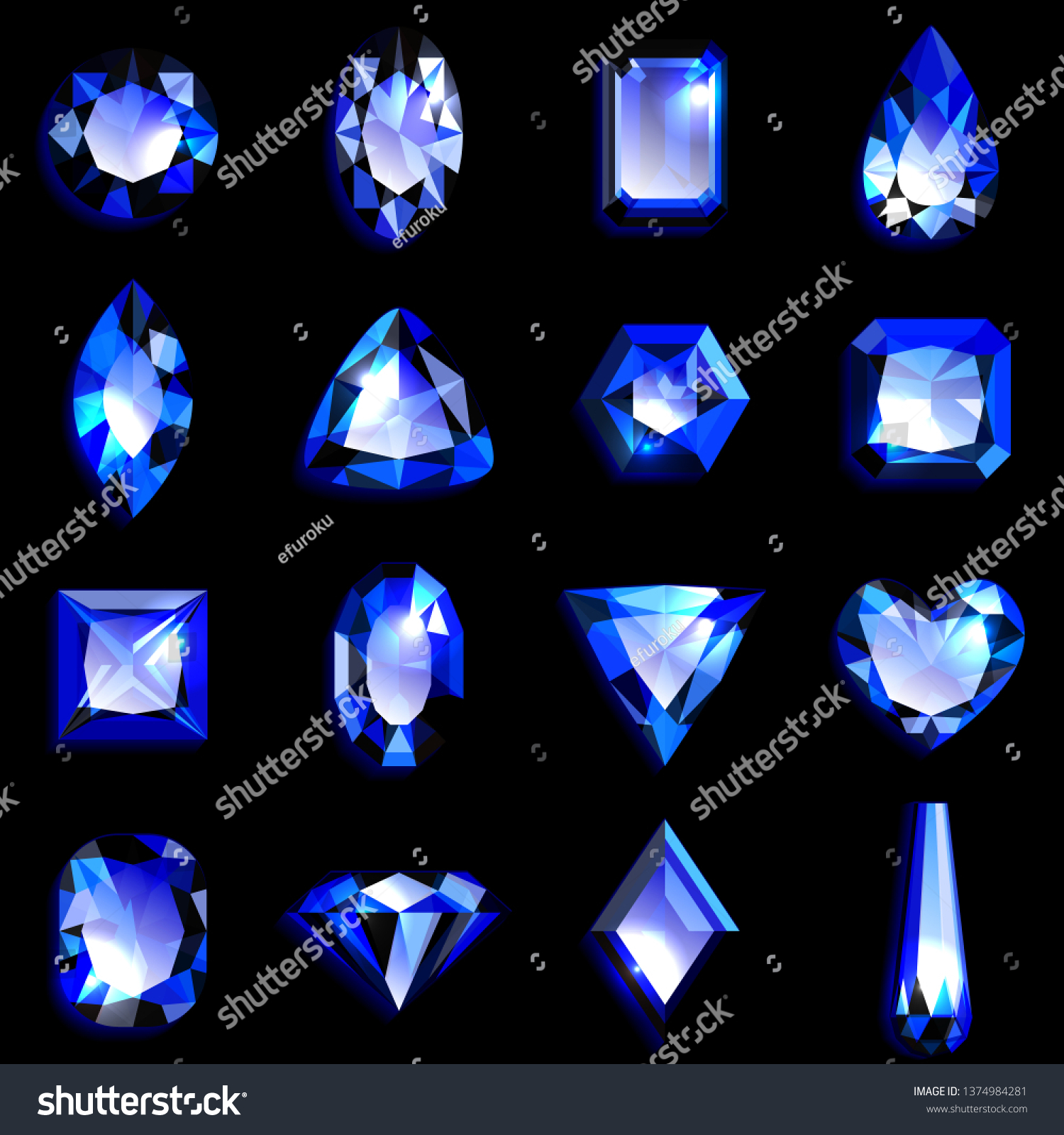 Blue Gemstones Various Shapes Jewels 