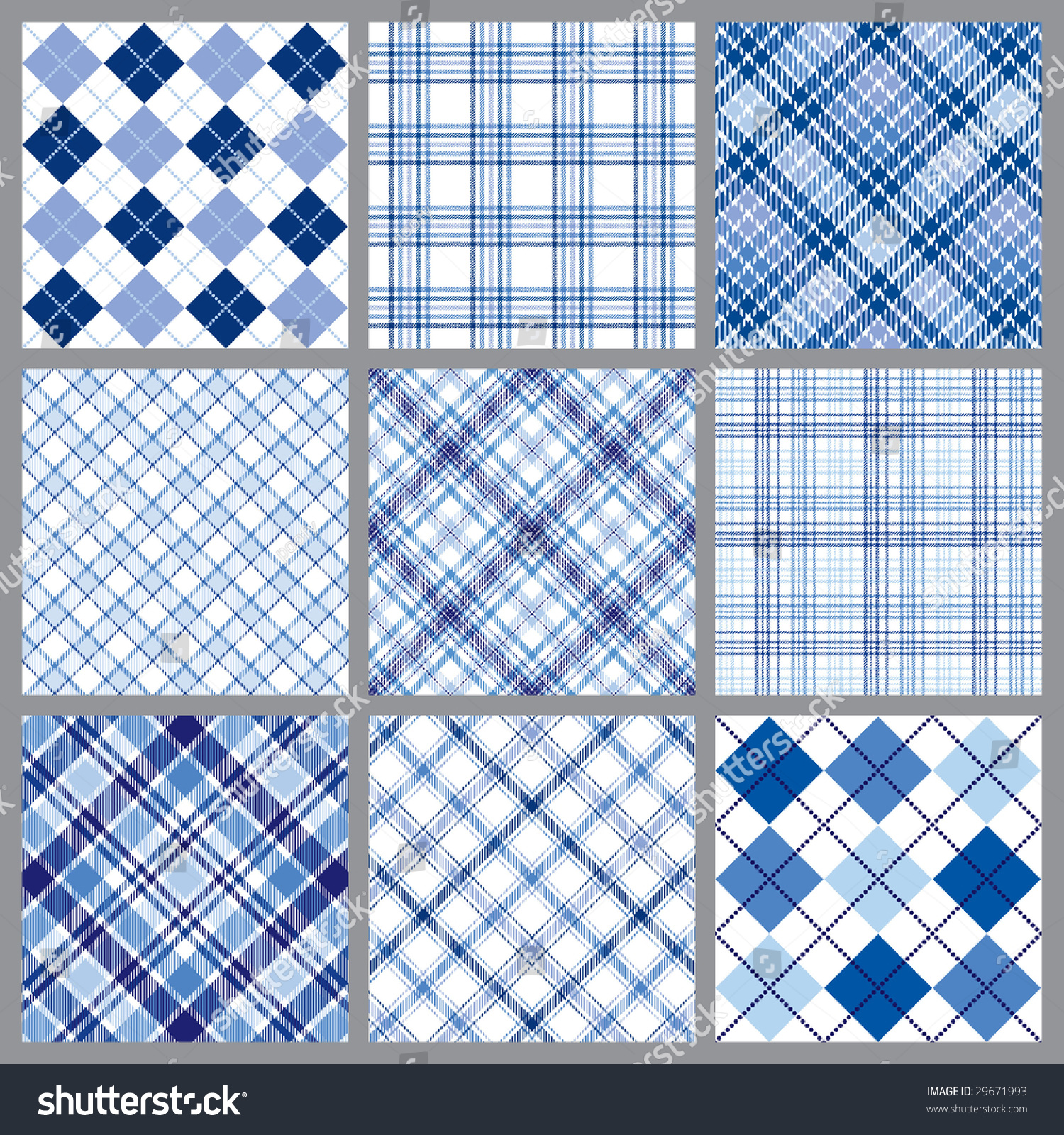 Set Of Blue Plaids Vector - 29671993 : Shutterstock