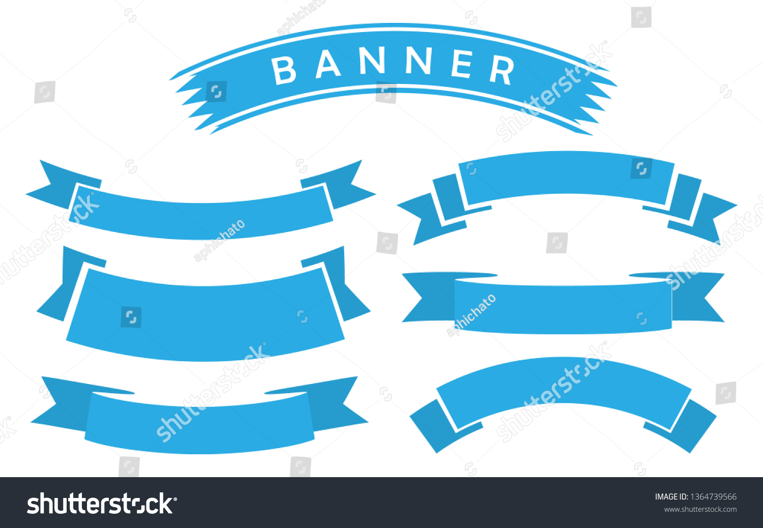 SVG of set of blue ribbon banner icon,ribbon vector banner, on white background svg