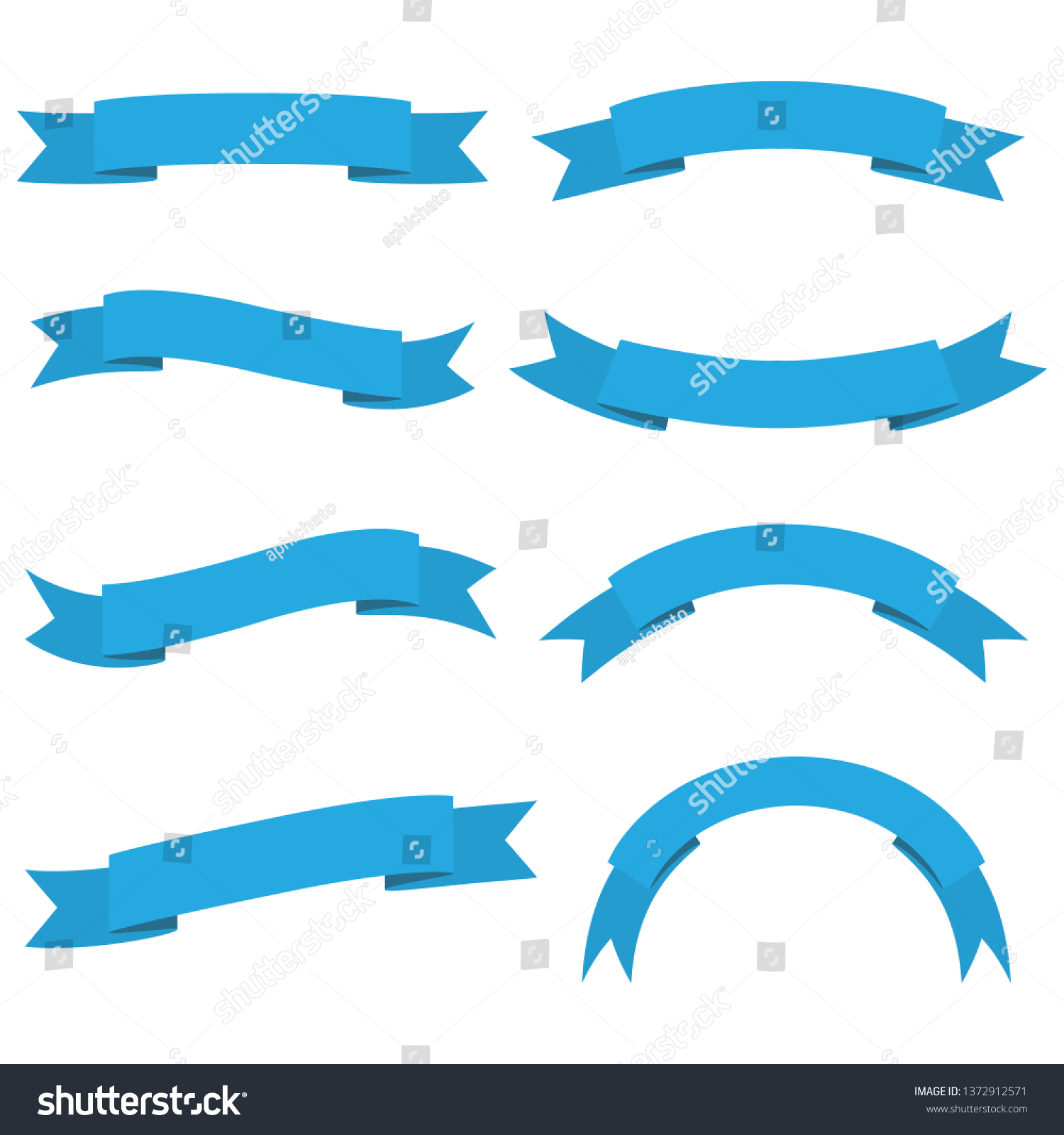 SVG of set of blue ribbon banner icons on white background svg