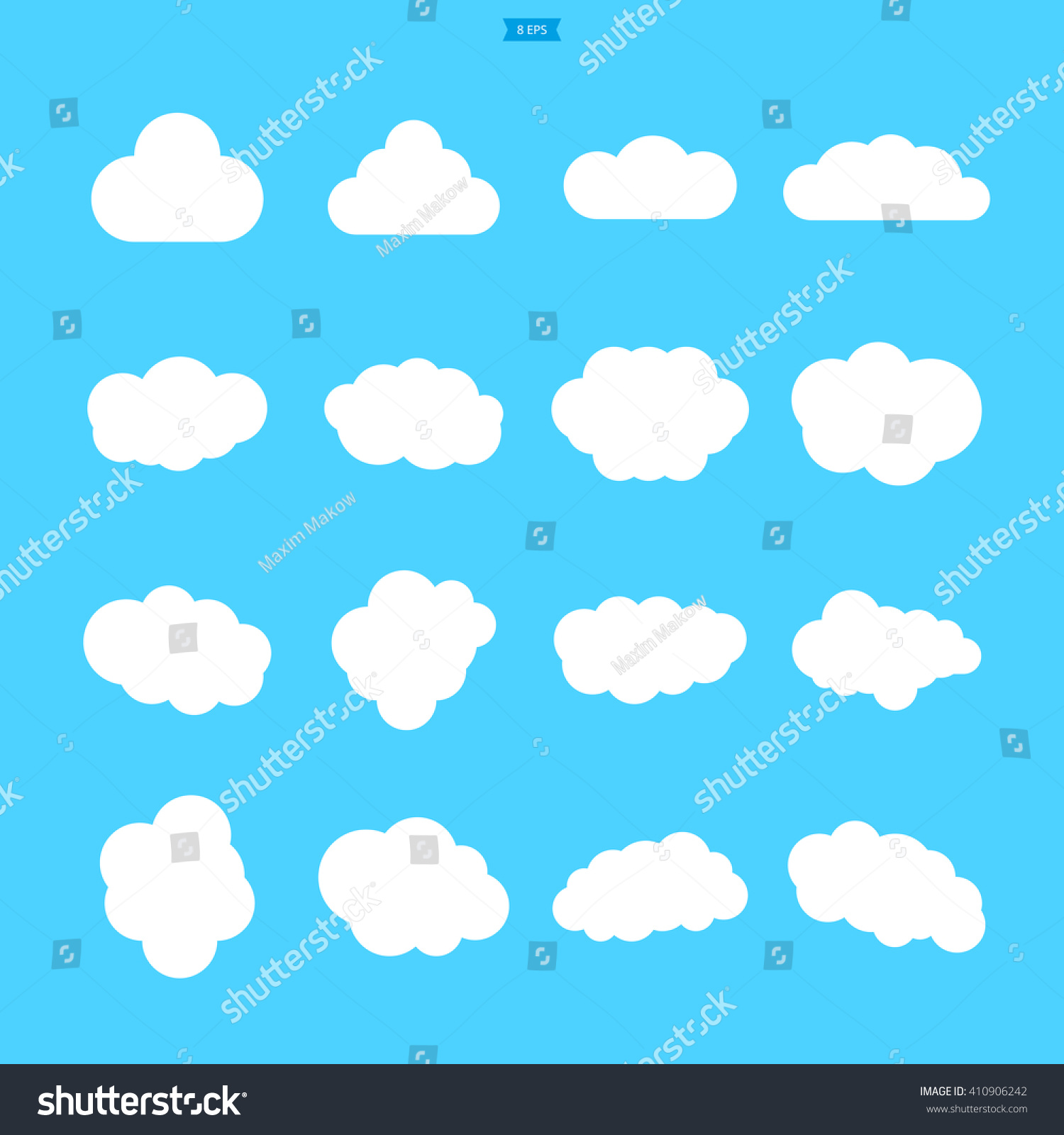 Set Blue Sky Cloud Icon Stock Vector (Royalty Free) 410906242