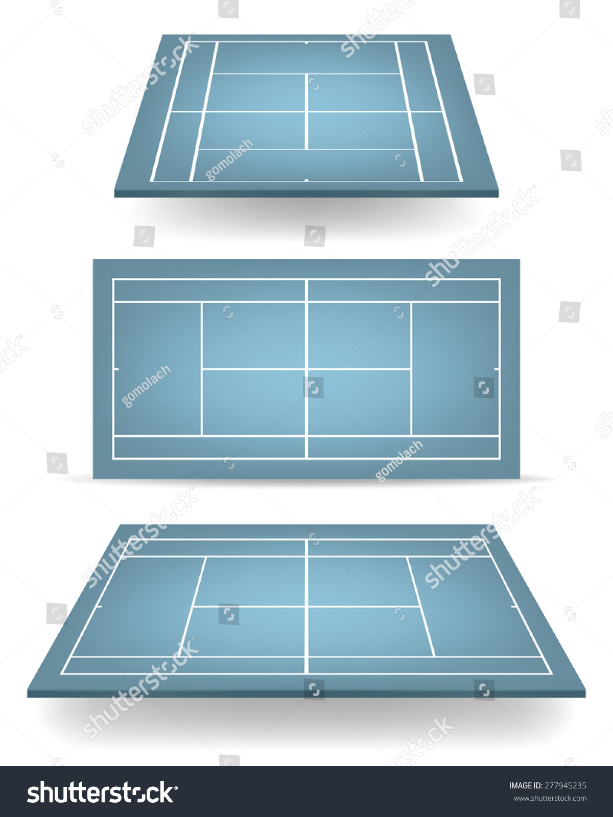 Set Blue Tennis Courts Perspective Vector Stock Vector (Royalty Free ...