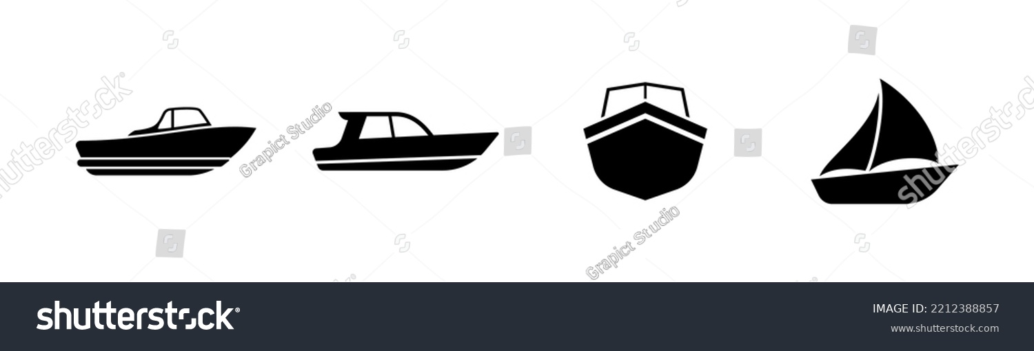 SVG of Set of 4 boat icon, flat glyph style, isolated on white, clipart design template svg