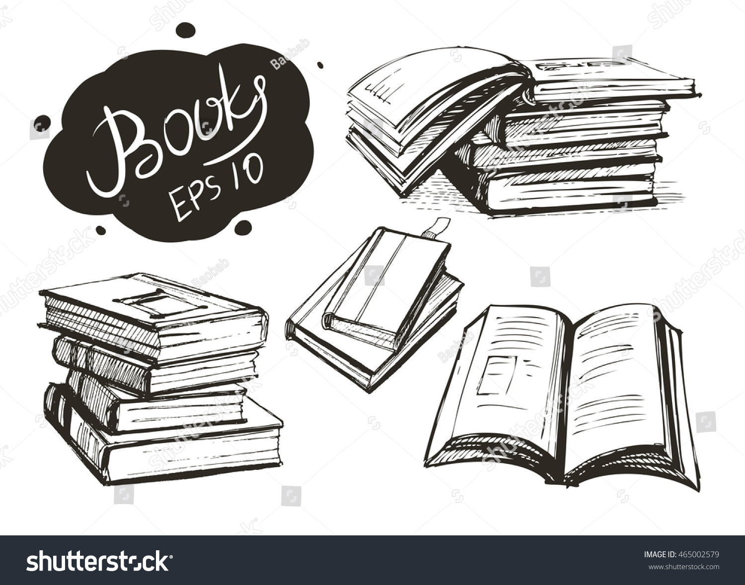 Set Books Vector Sketch Isolated Stock Vector 465002579 - Shutterstock