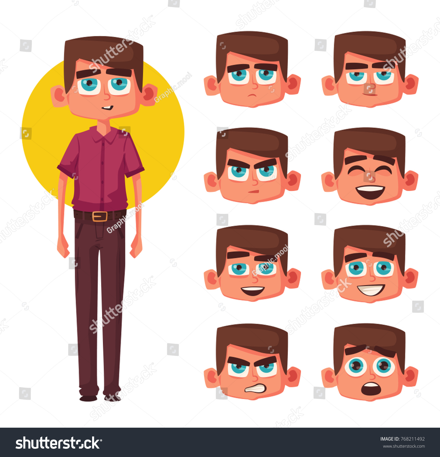 Set Boy Facial Emotions Cartoon Vector Stock Vector (Royalty Free ...