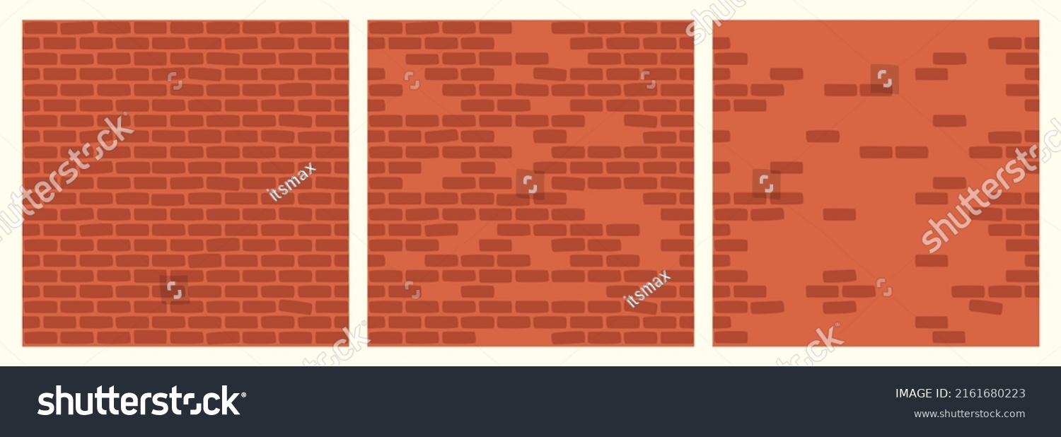 SVG of Set of Brick Wall Patterns of Red Color. Building Construction Blocks Seamless Background Collection for Game, Web Design, Textile, Prints And  Cafes. svg