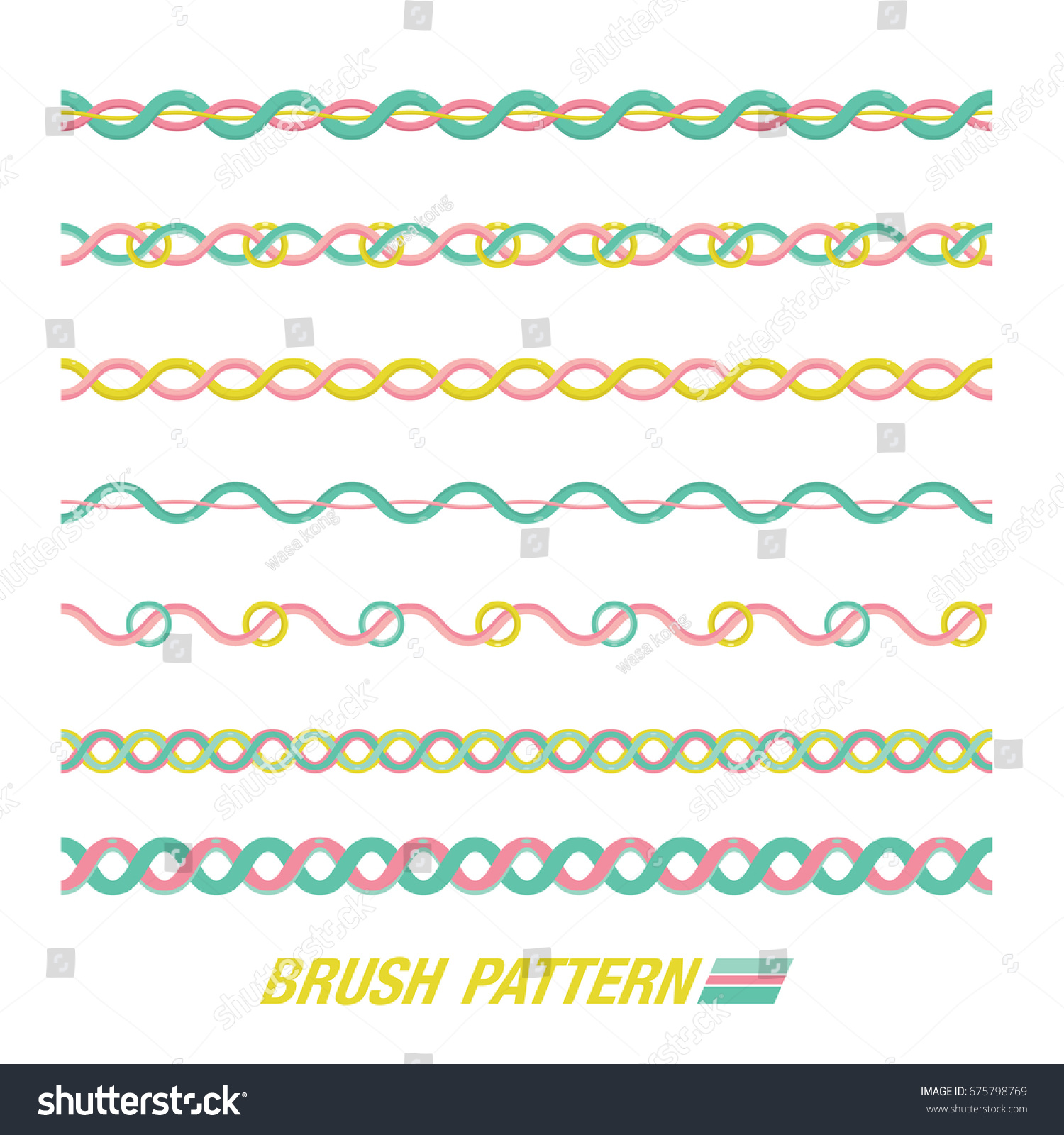 Set Brush Patternseveral Line Border Pattern Stock Vector (Royalty Free ...