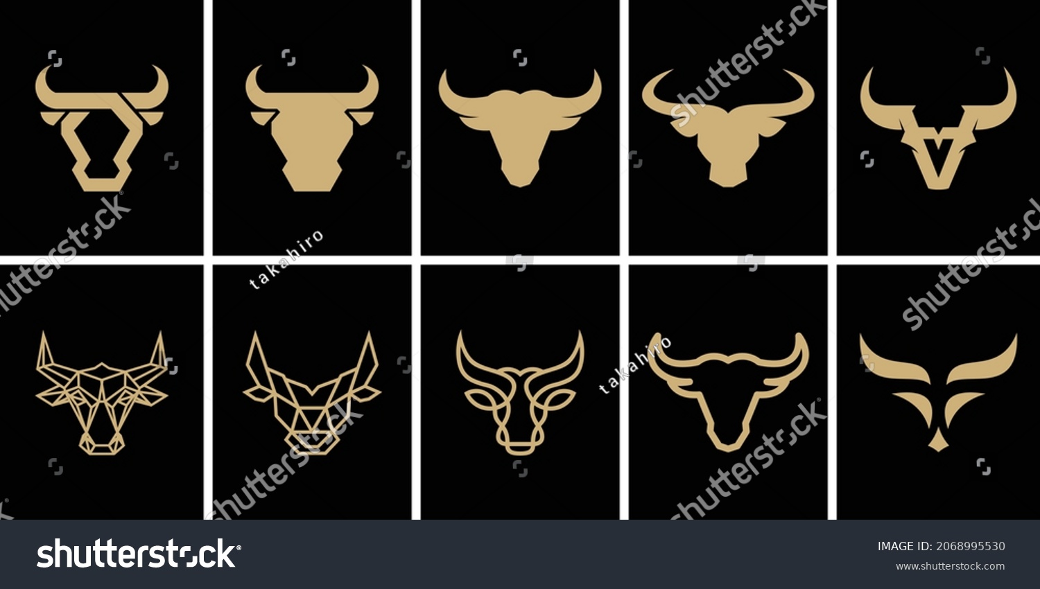SVG of Set of Bull, Cow, Angus, Cattle Head Vector Icon Logo Template svg