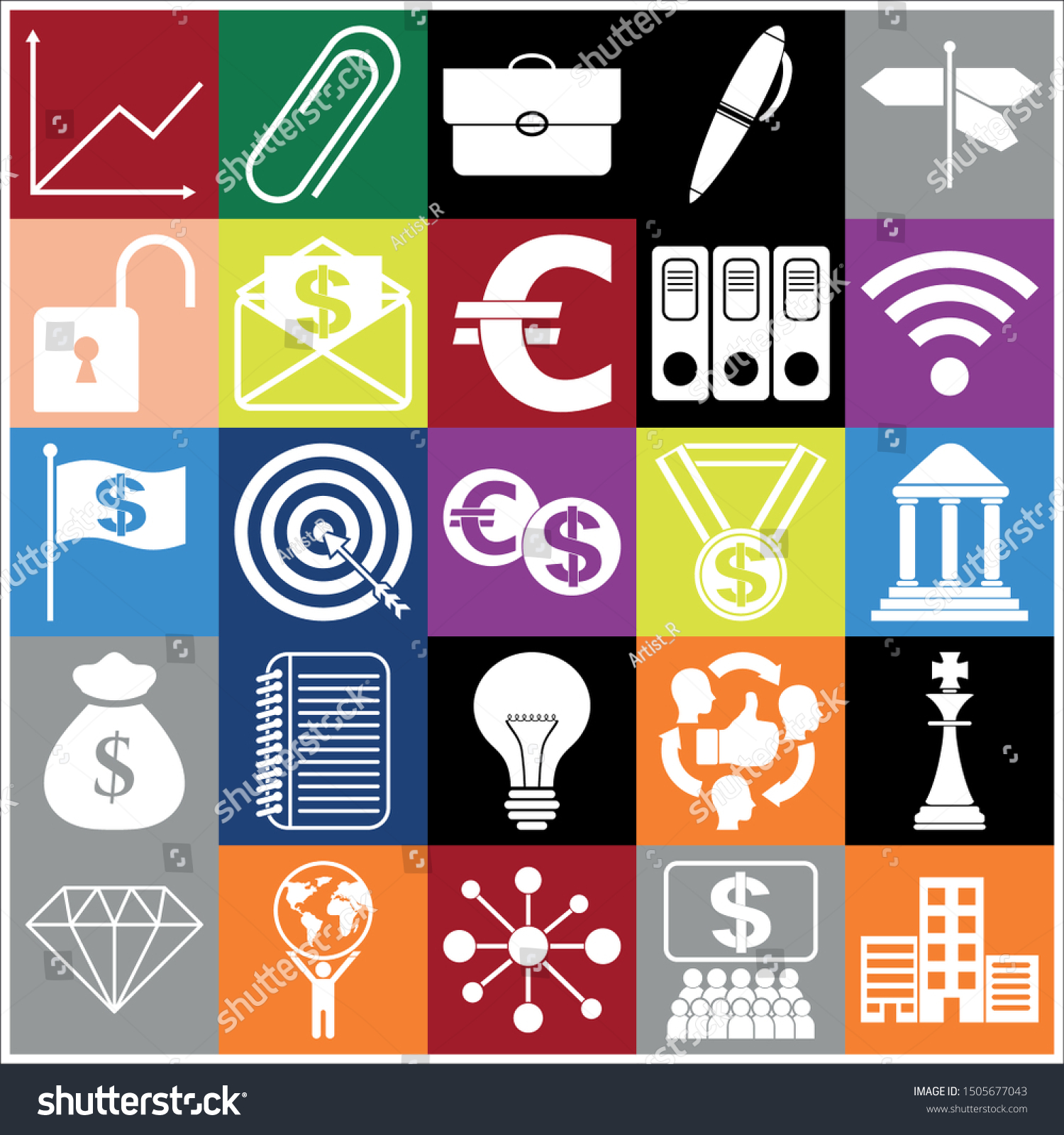 Set 25 Business Icons Pictograms Symbols Stock Vector (Royalty Free ...