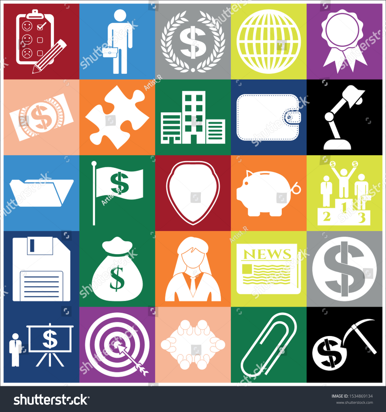 Set 25 Business Icons Pictograms Symbols Stock Vector (Royalty Free ...