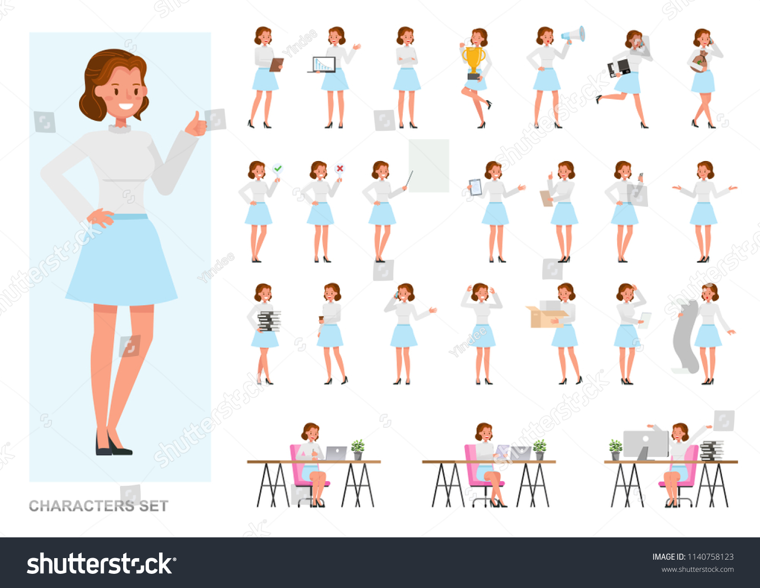 Set Business Woman Character Vector Design Stock Vector Royalty Free 1140758123 7980