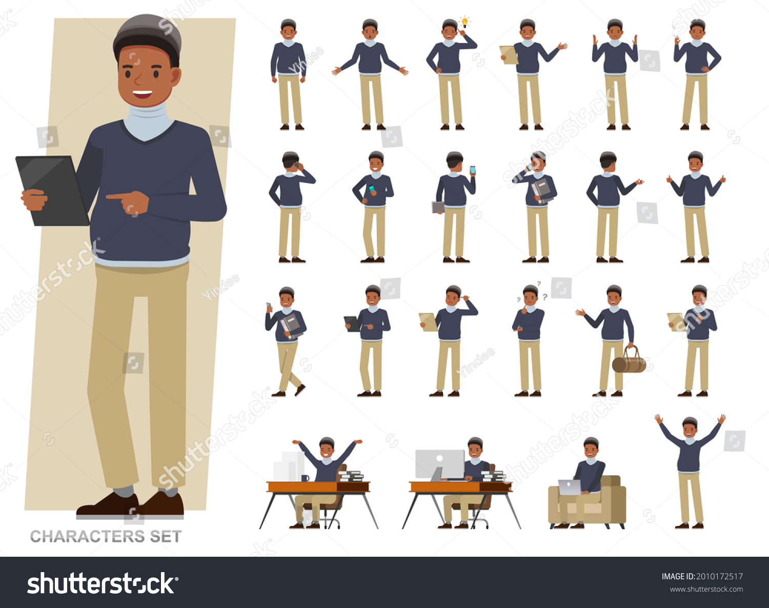 Set Businessman Character Vector Design Presentation Stock Vector Set Businessman Character Vector Design Presentation Stock Vector