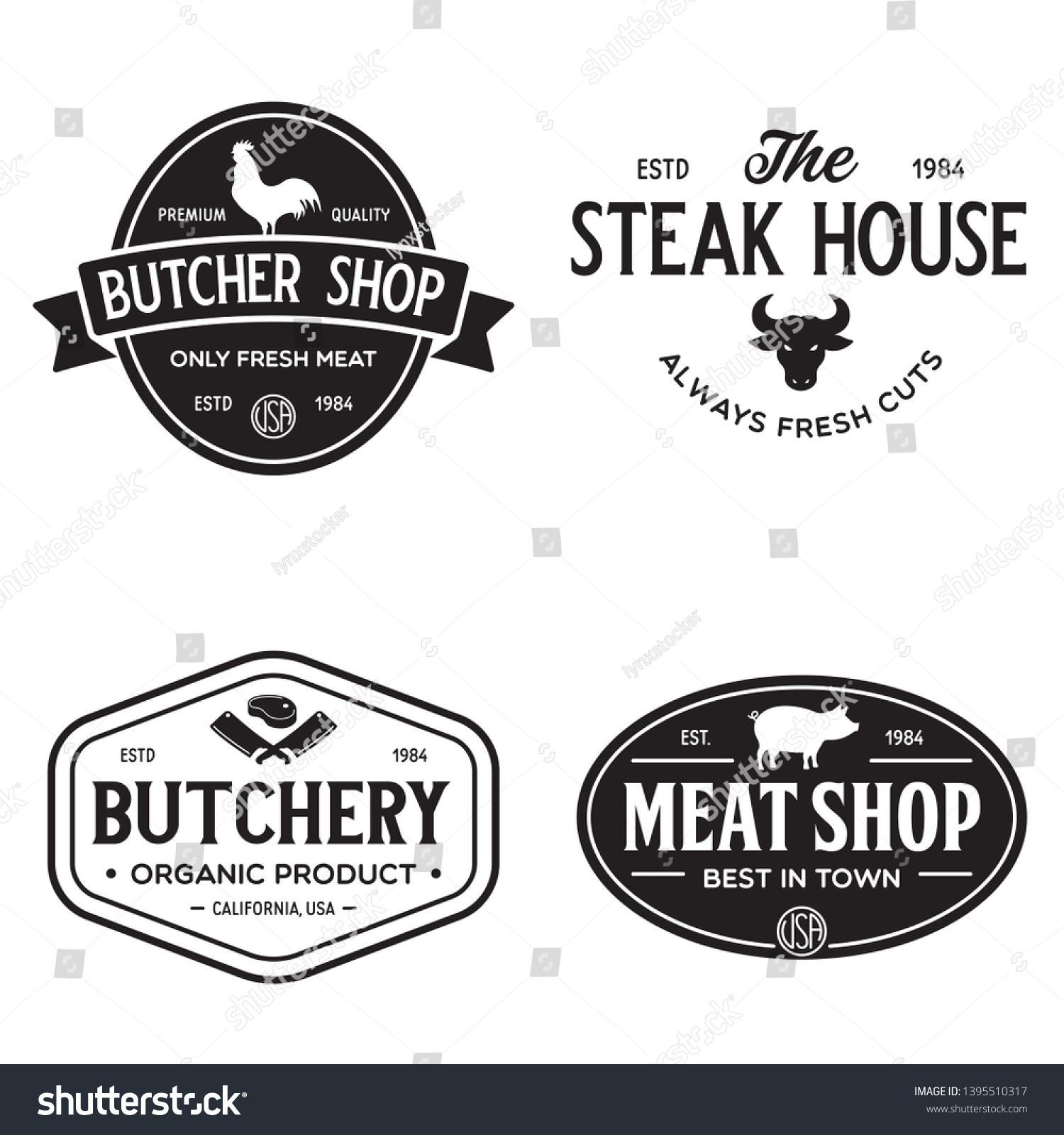 Set Butcher Shop Butchery Hand Written: Vector De Stock (libre De ...