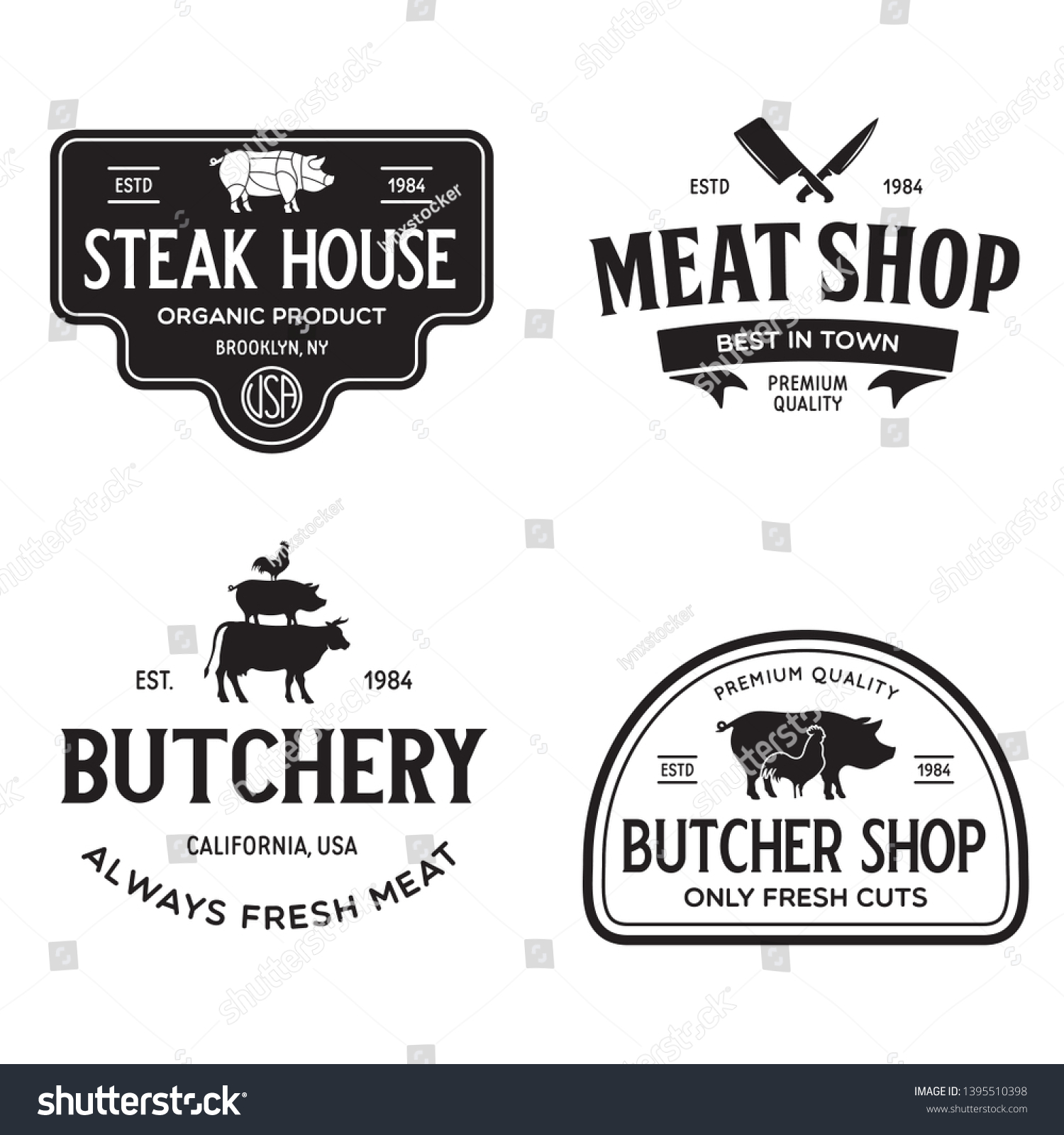 Set Butcher Shop Butchery Hand Written Stock Vector (Royalty Free ...