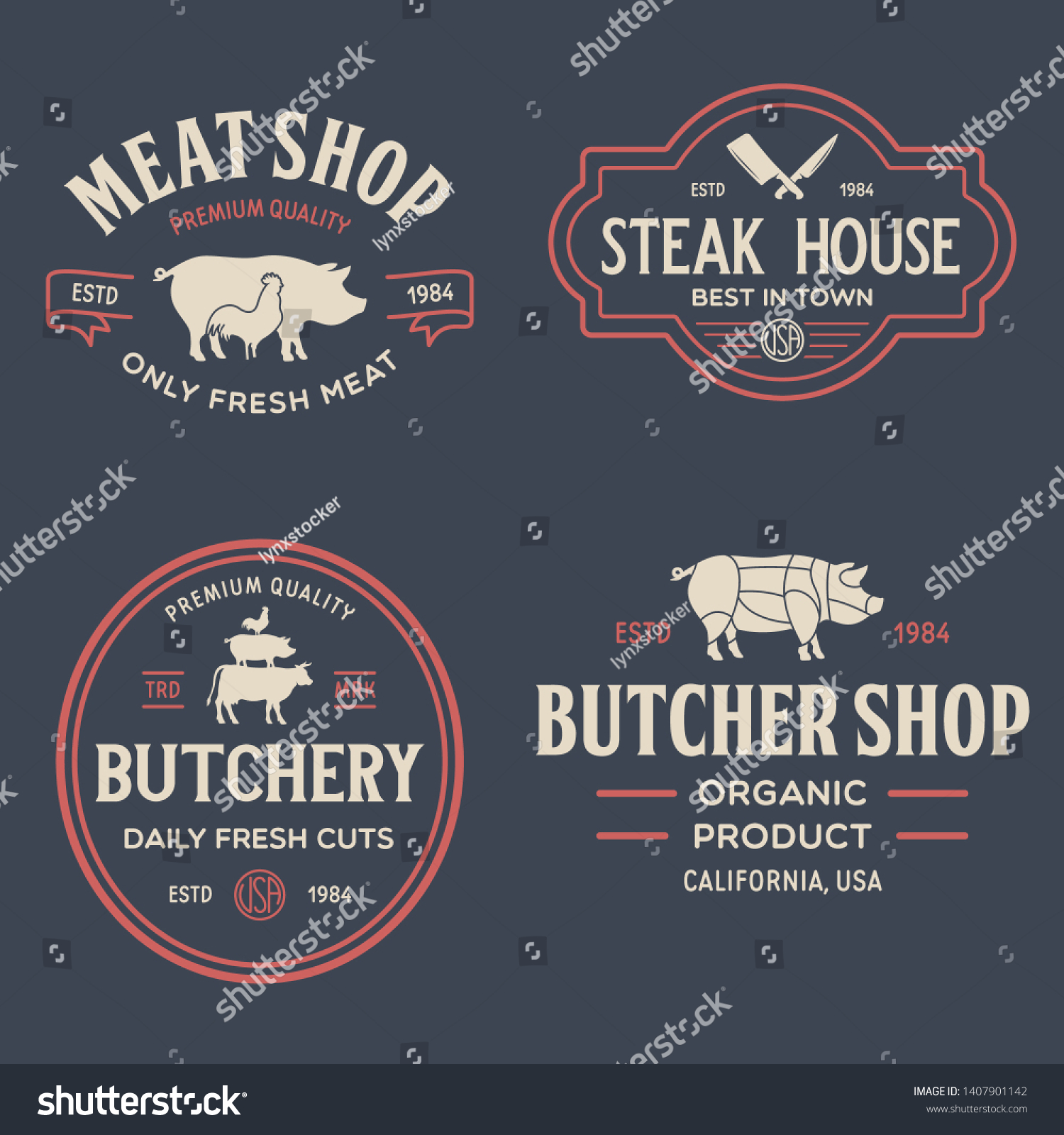 Set Butcher Shop Butchery Hand Written 库存矢量图（免版税）1407901142 | Shutterstock