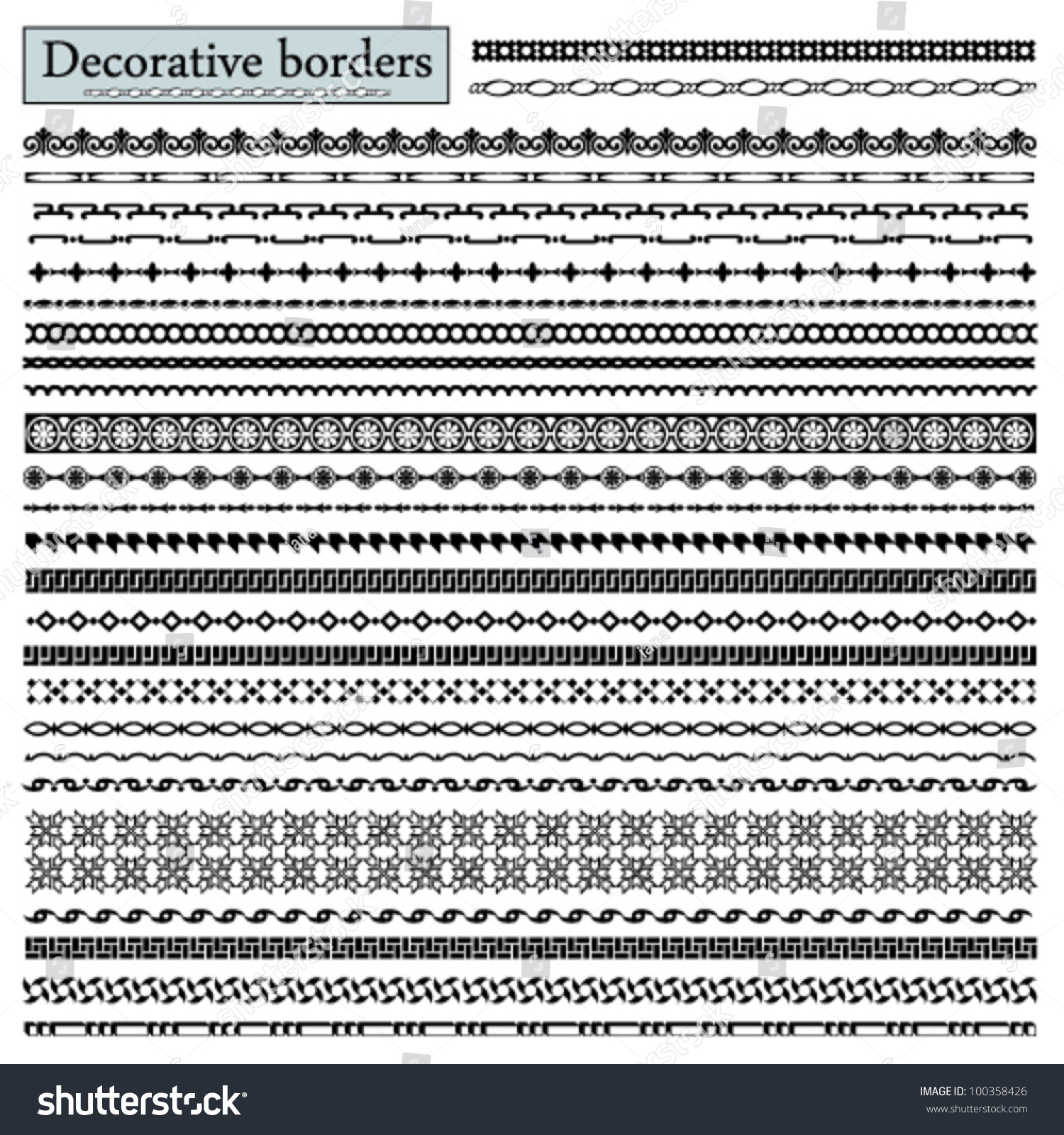 Set Of Calligraphic Decorative Borders Stock Vector Illustration ...