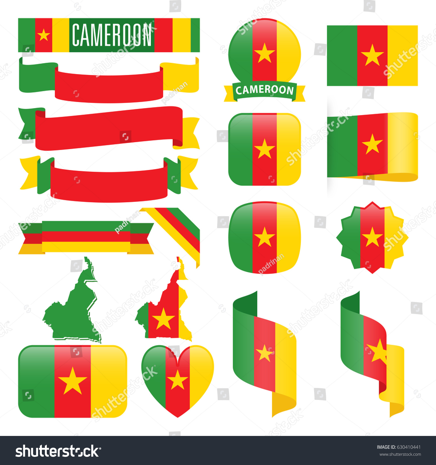 Set Cameroon Maps Flags Ribbons Icons Stock Vector (Royalty Free) 630410441