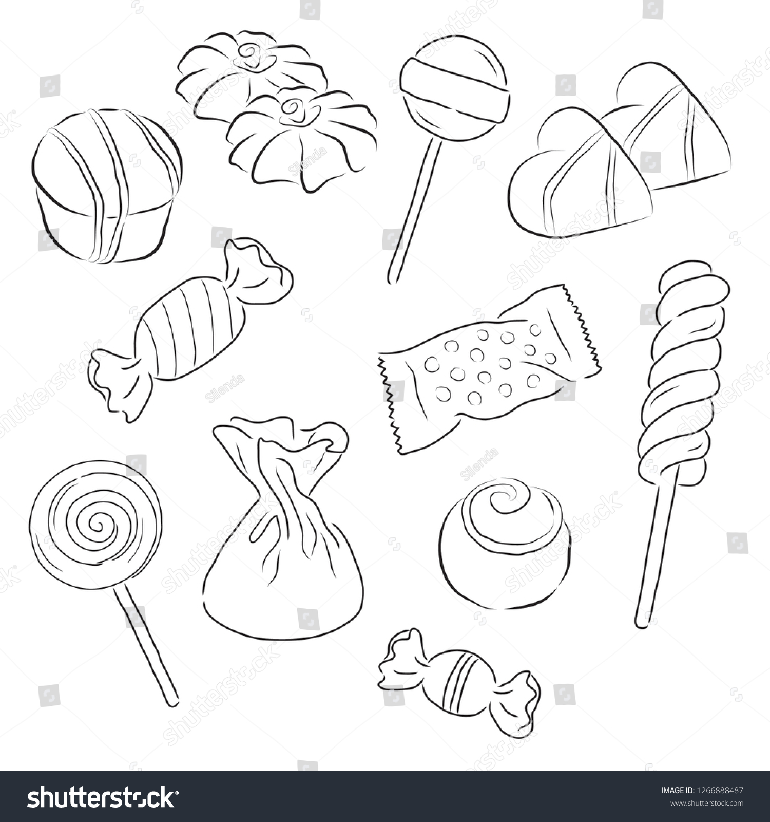 Set Candies Chocolate Lollipop Stock Vector (Royalty Free) 1266888487 ...