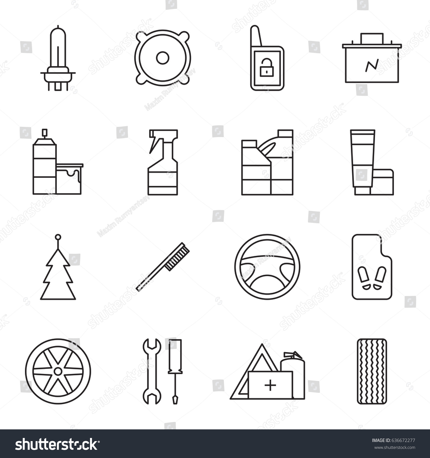 SVG of Set of car accessories icons svg