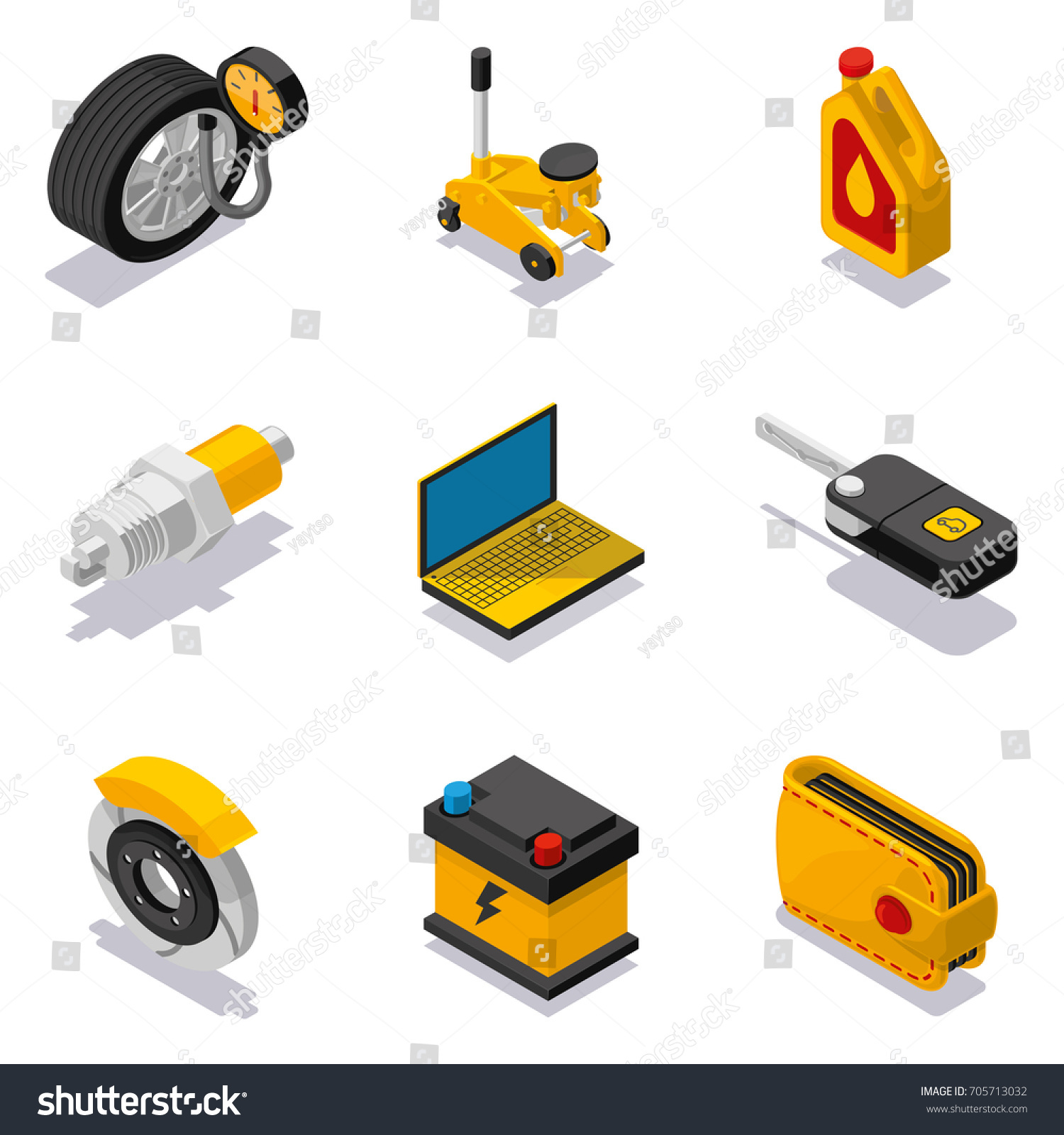 Set Car Repair Isometric Icons Stock Vector (Royalty Free) 705713032 ...