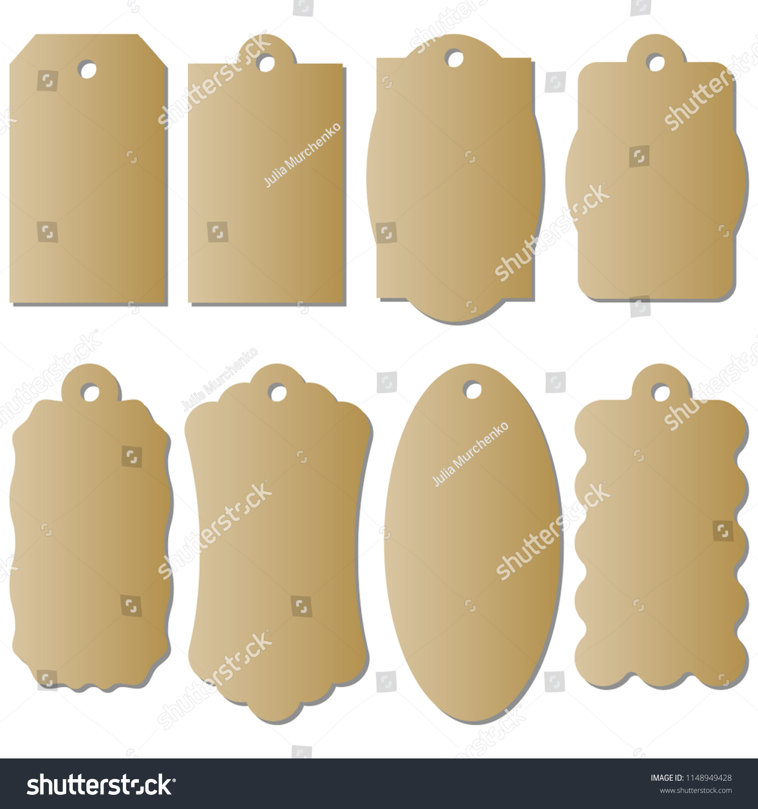 Set Cardboard Craft Tags Different Shapes Stock Vector (Royalty Free ...