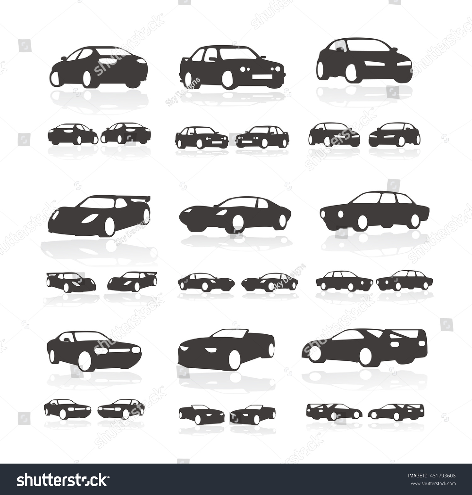 Set Of Cars Stock Vector Illustration 481793608 : Shutterstock