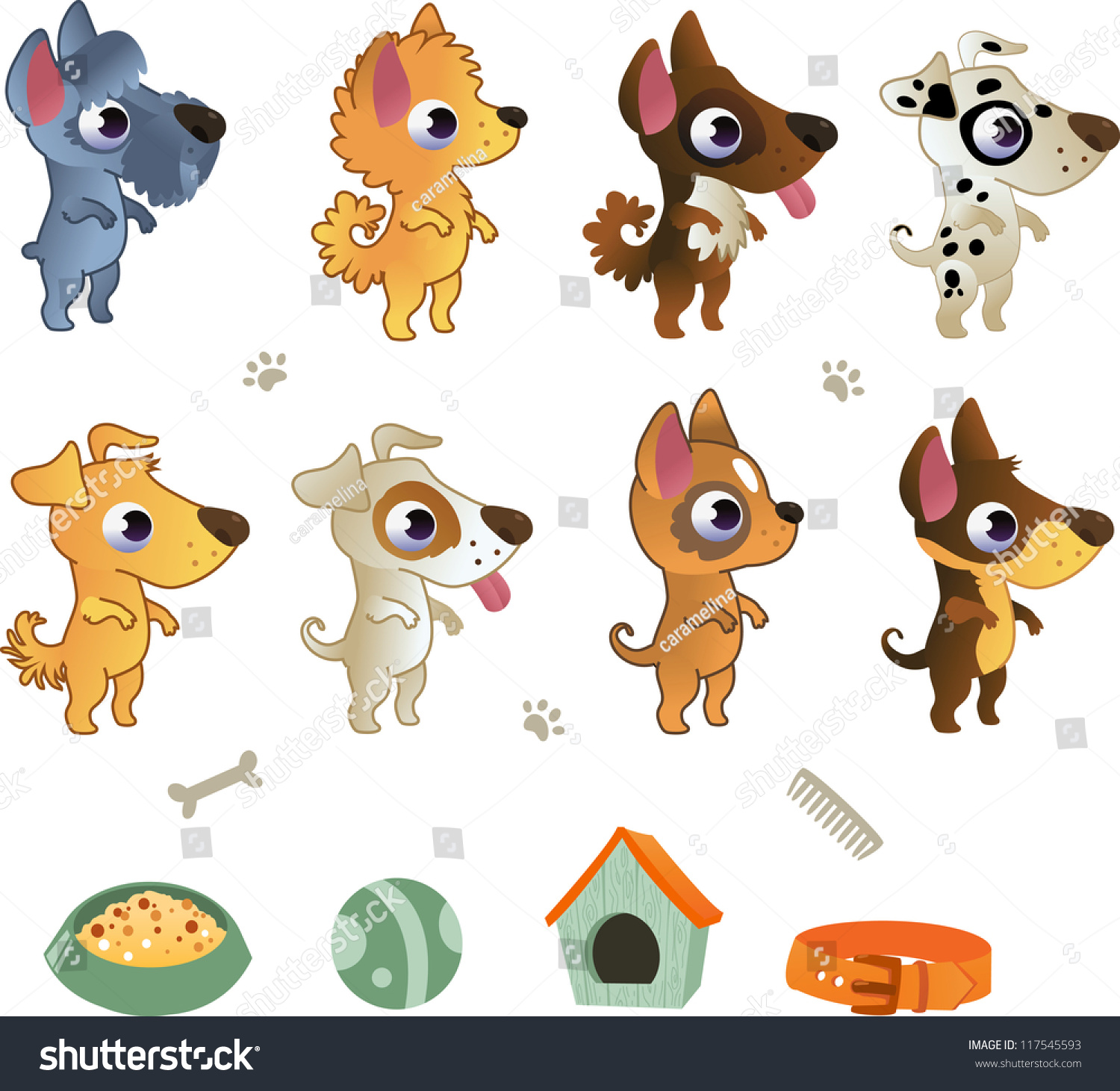 Set Cartoon Dog Breeds Stock Vector 117545593 - Shutterstock