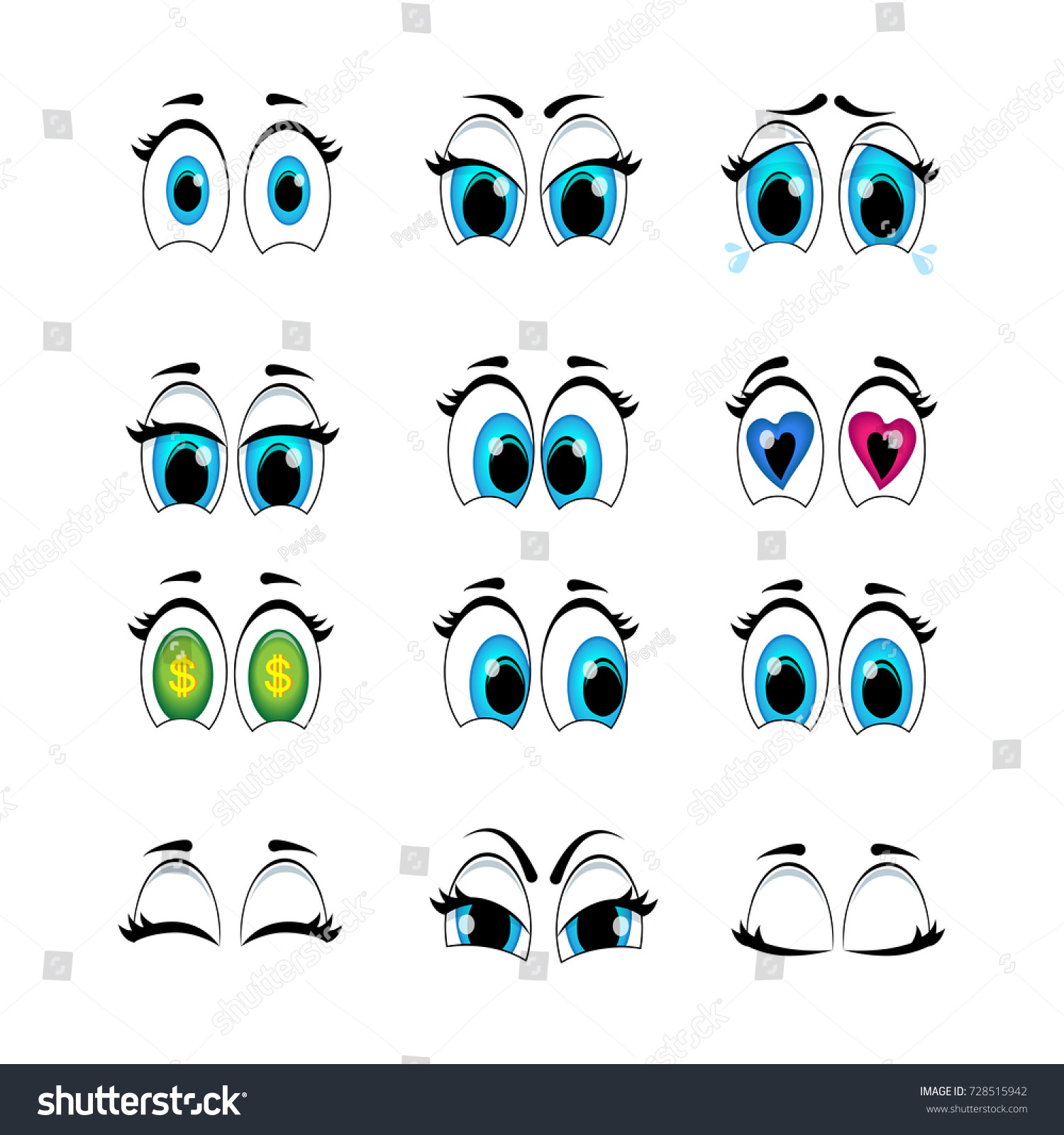 Set Cartoon Eyes Emotions Create Characters Stock Vector (Royalty Free ...