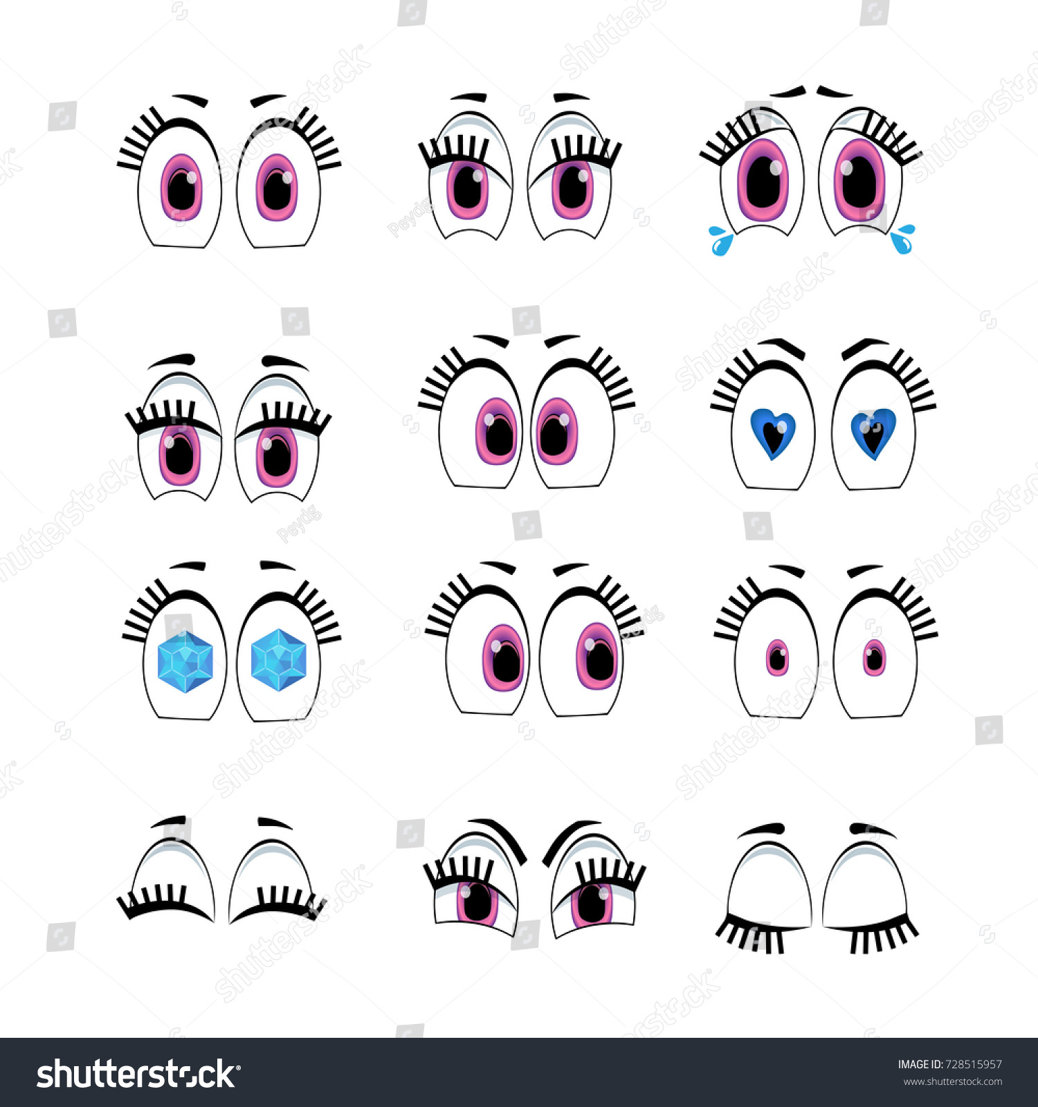 Set Cartoon Eyes Emotions Create Characters Stock Vector (Royalty Free ...