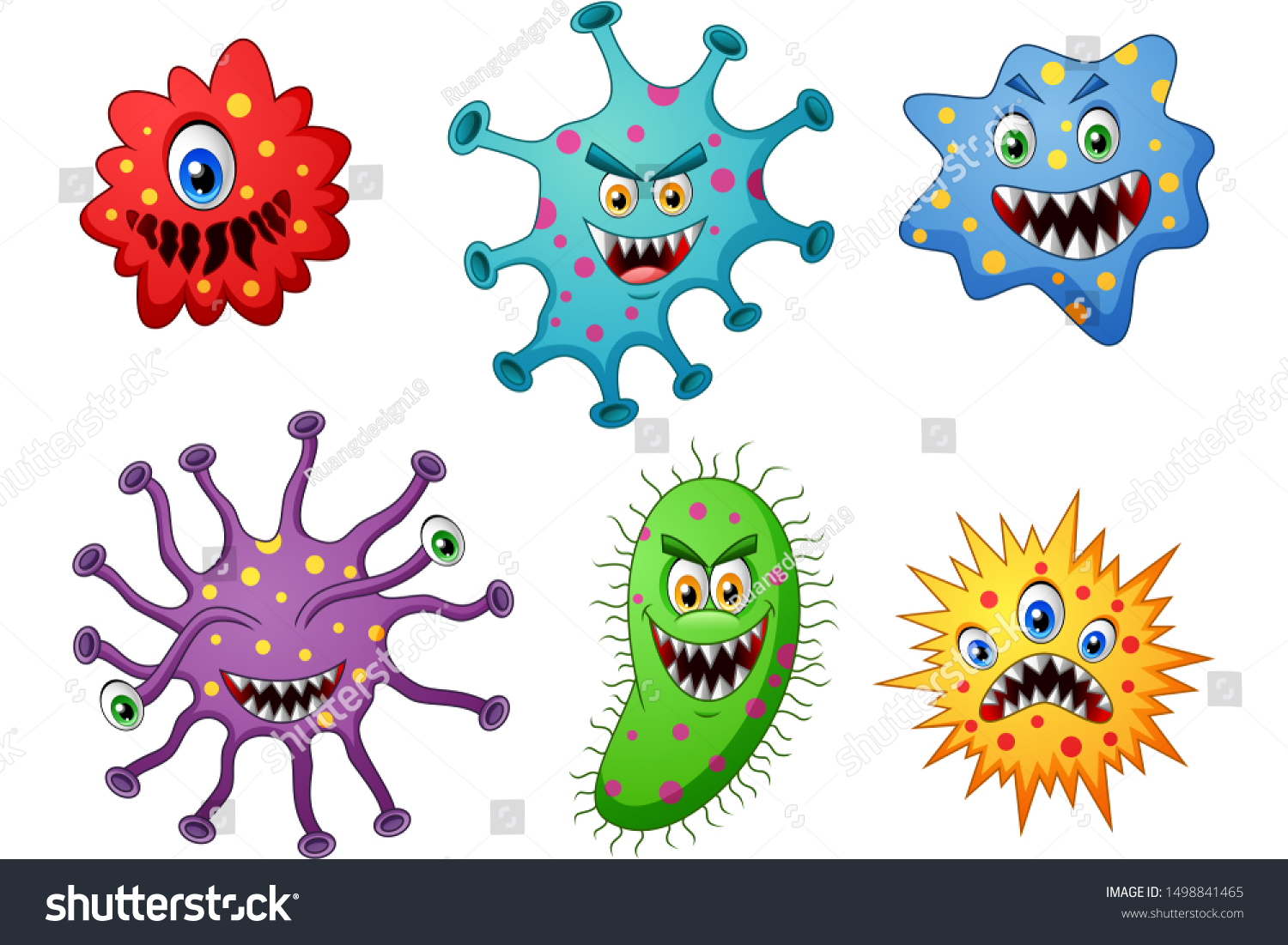 Set Cartoon Germ Virus Vector Illustration Stock Vector (Royalty Free ...