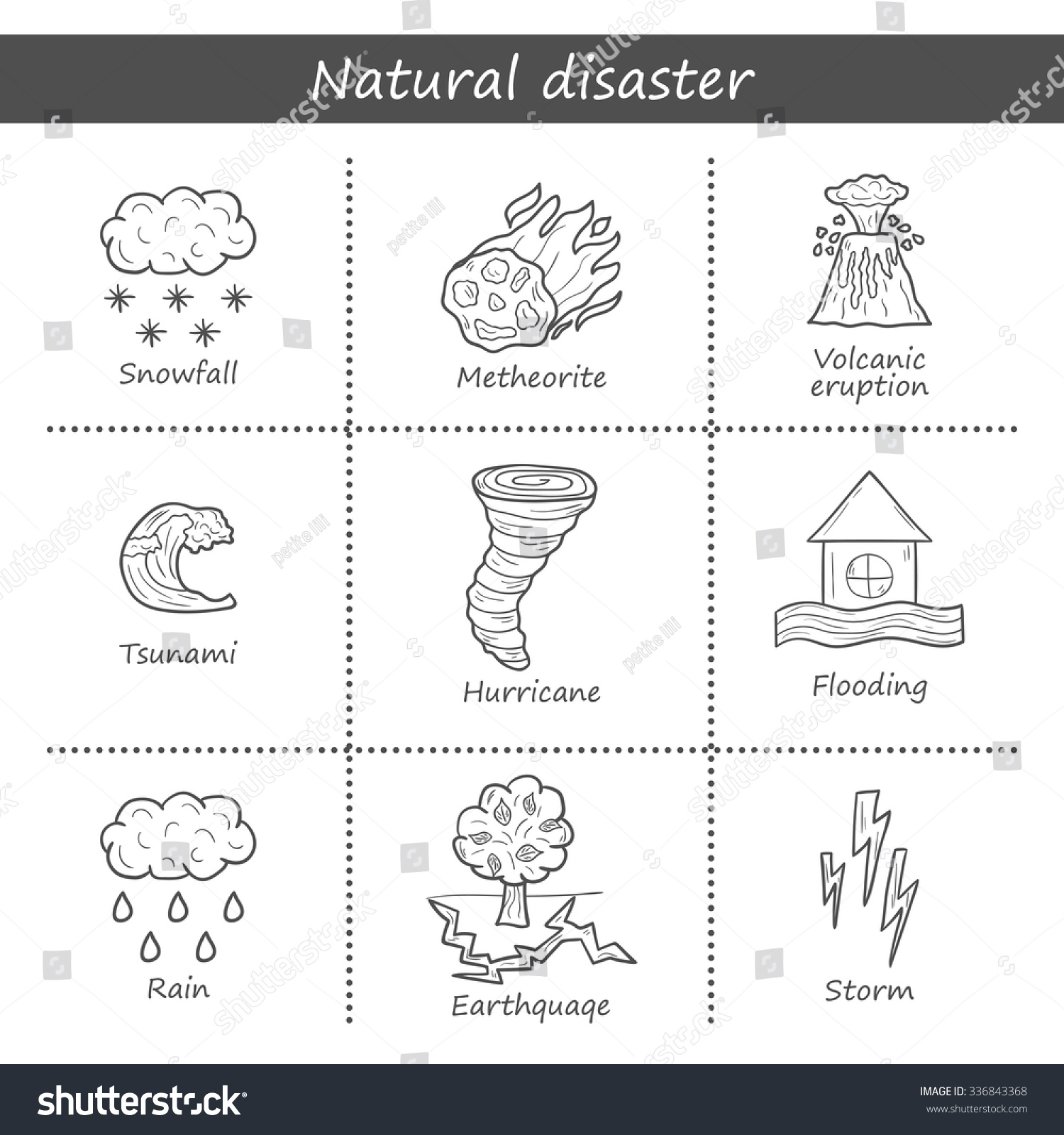 Set Cartoon Hand Drawn Objects On Stock Vector 336843368 - Shutterstock