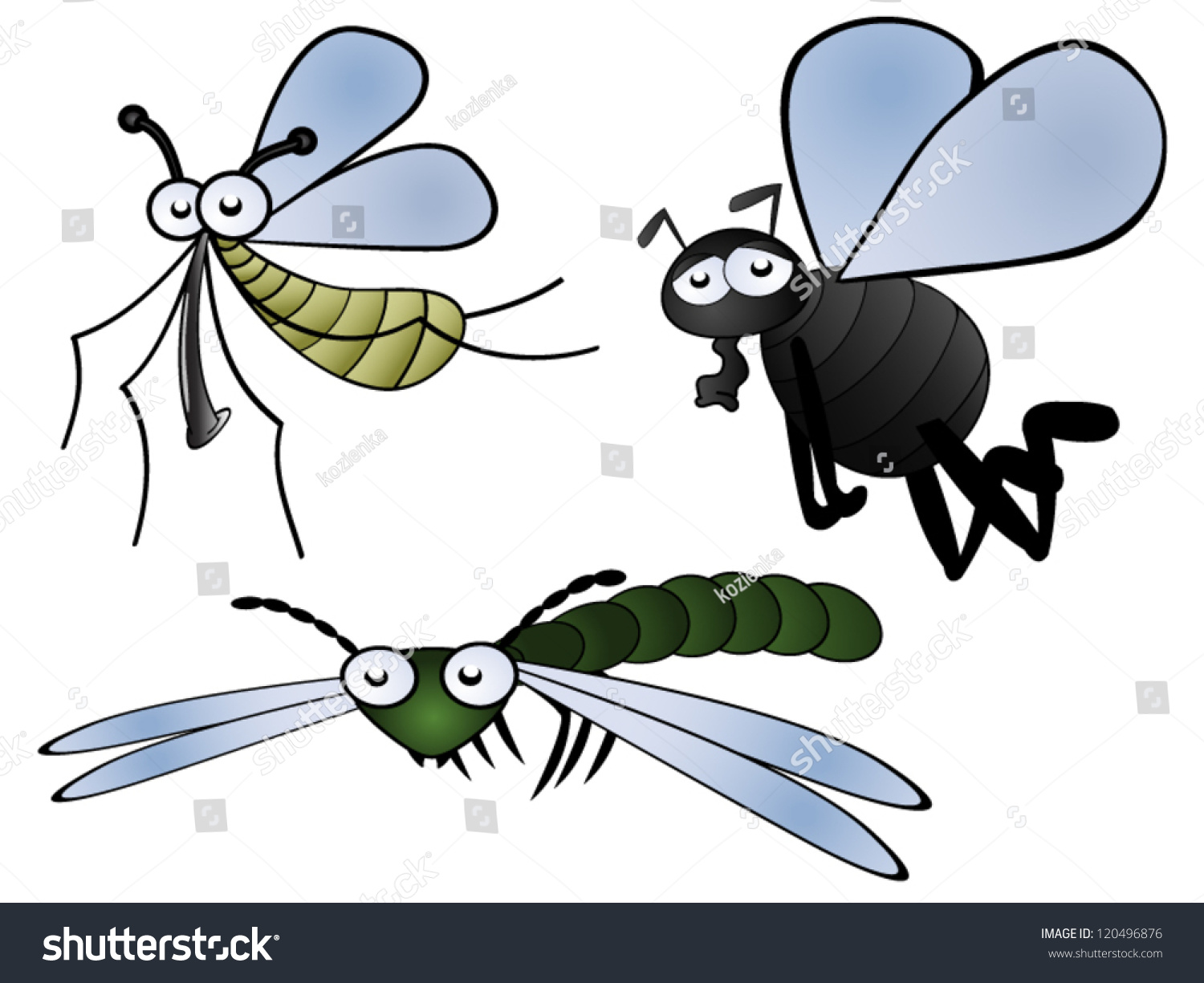 Set Cartoon Insects Stock Vector 120496876 - Shutterstock