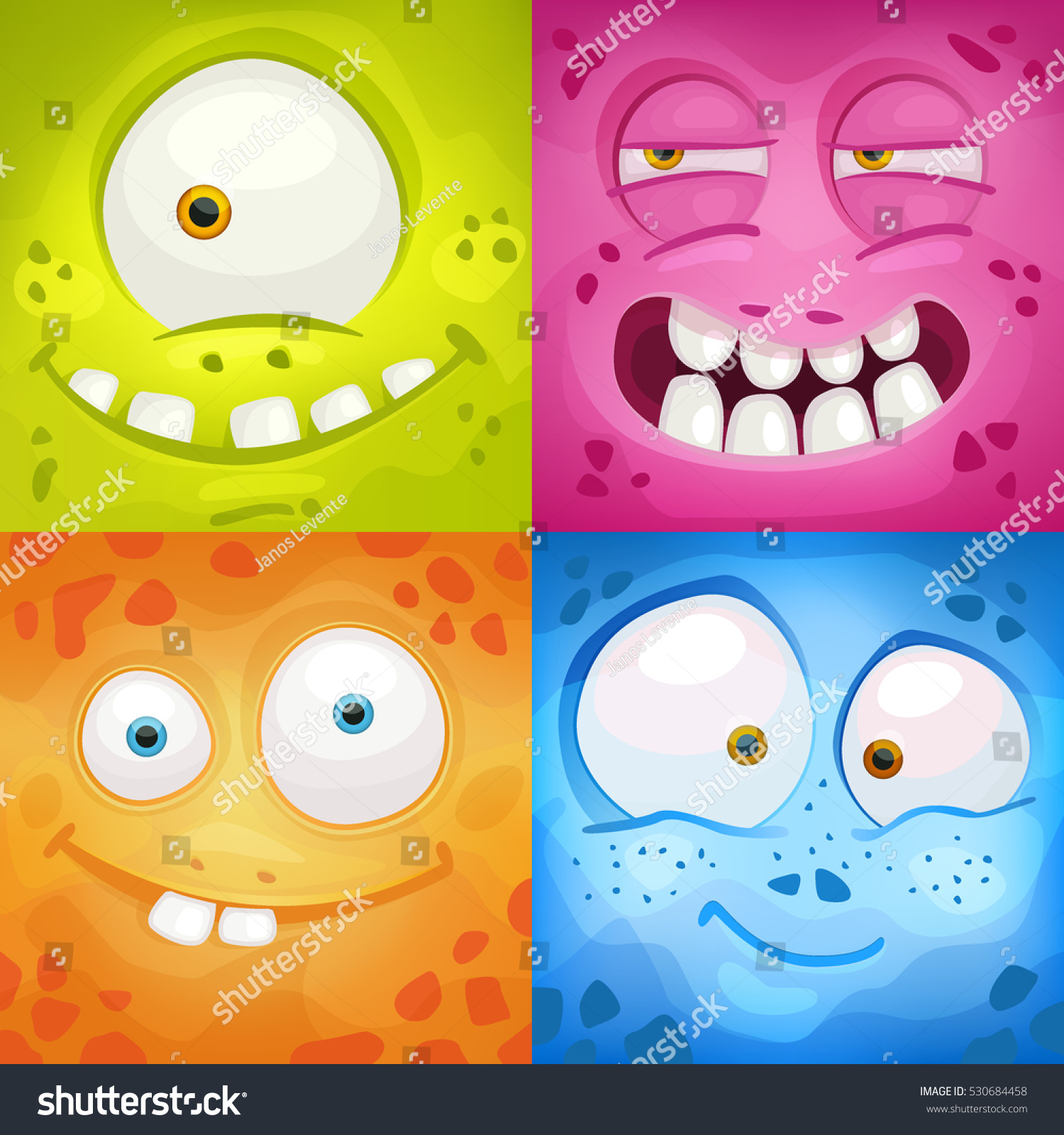 Set Cartoon Monster Faces Different Emotions Stock Vector 530684458 ...