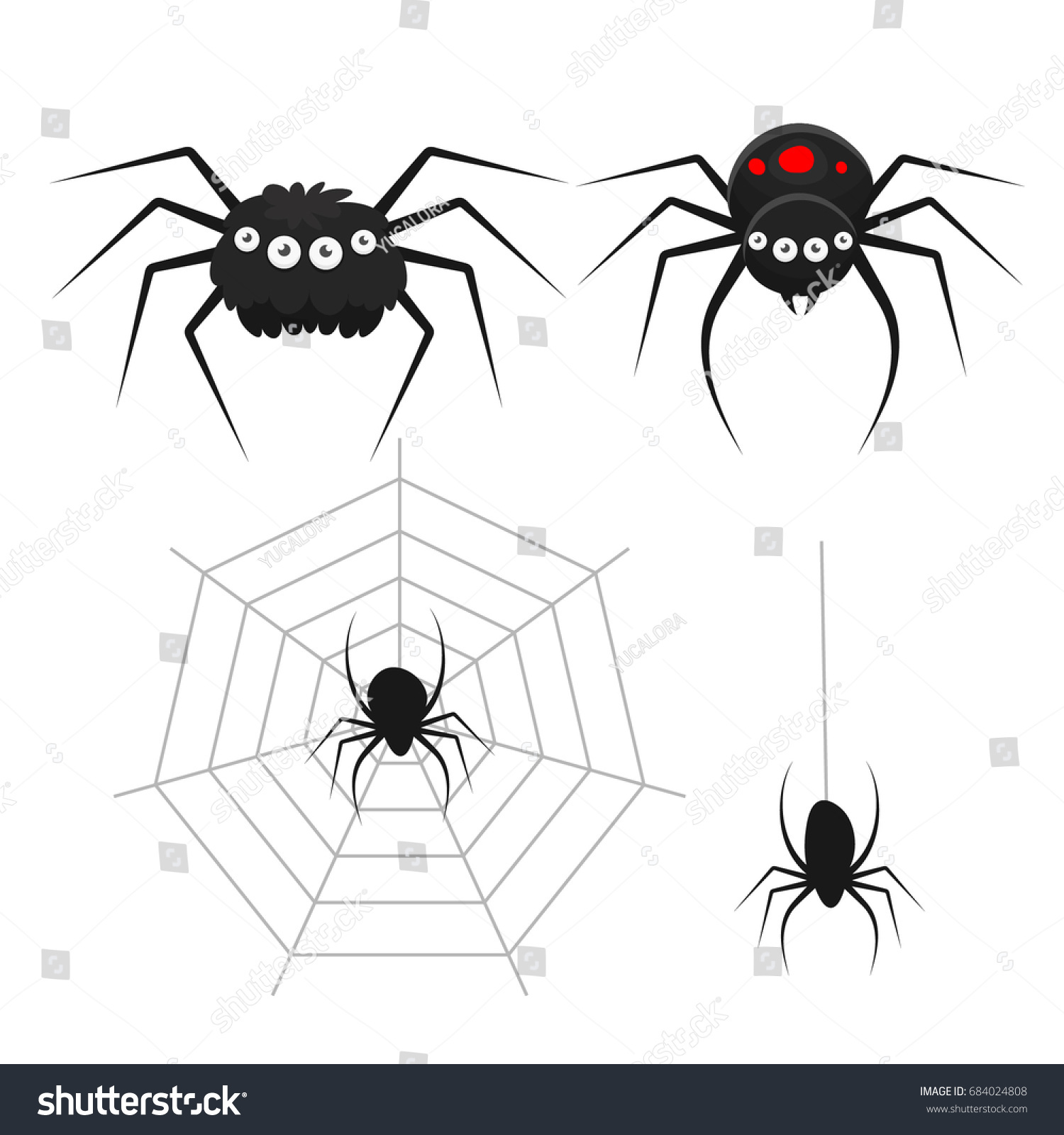 Set Cartoon Spiders Vector Illustration Stock Vector (Royalty Free ...