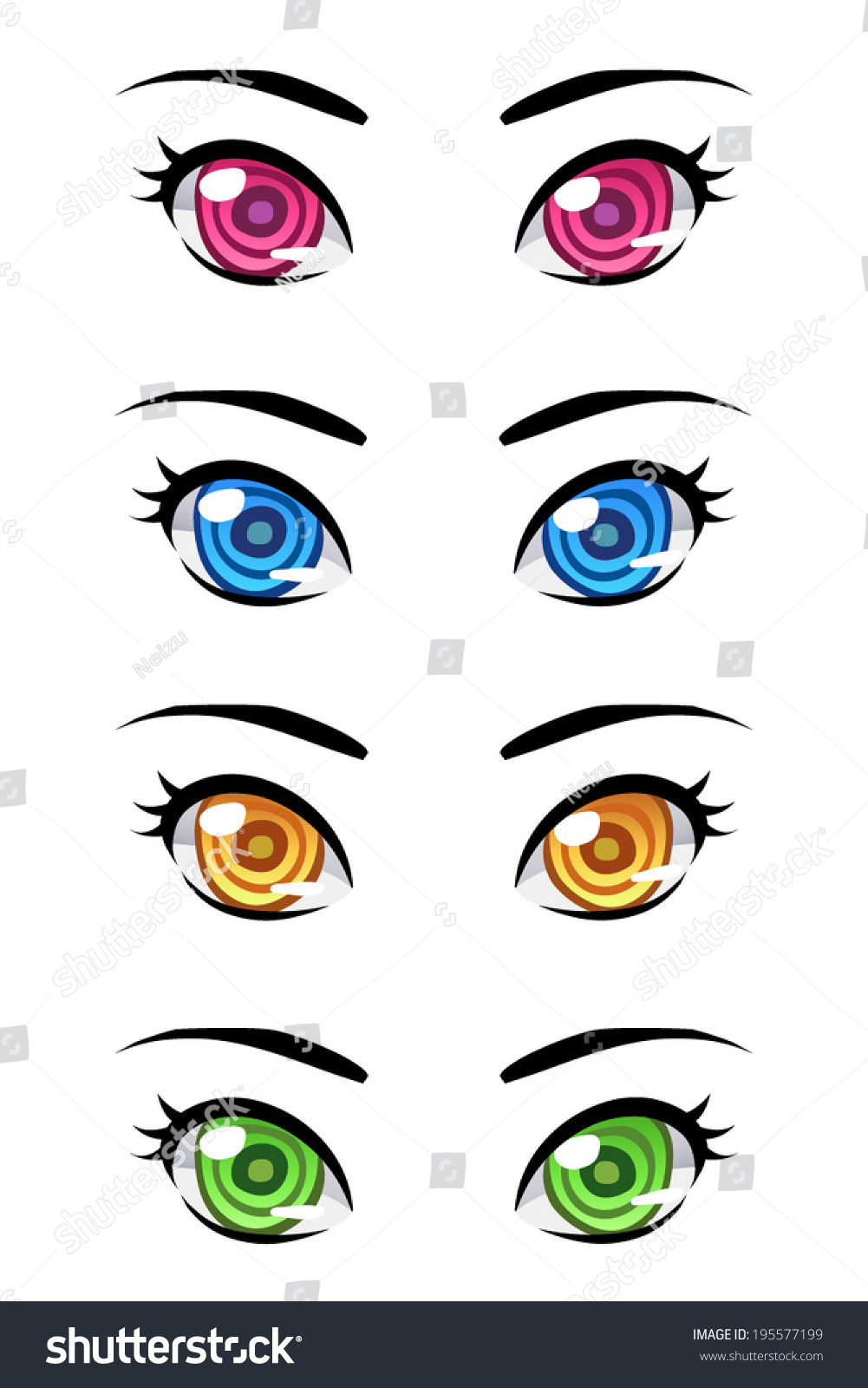 Set Cartoon Style Eyes Different Colors Stock Vector 195577199 ...